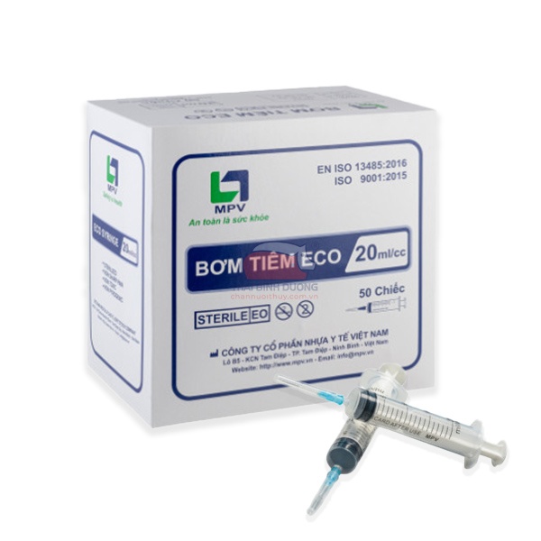 Bơm tiêm ECO sử dụng một lần 20ml (Hộp=100 cái, Thùng=2000 cái)