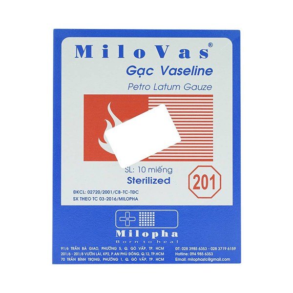 Gạc Vaseline MiloVas 201 (Hộp=10 miếng)