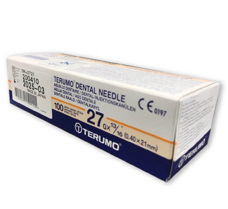 Kim nha khoa ngắn Terumo Dental Needle 27G (Hộp=100 cái, Thùng=2000 kim)