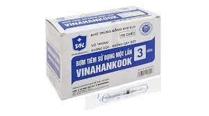 Bơm tiêm dùng 1 lần 3ml, Vinahancook (Hộp=100 cái, Thùng=3000 cái)