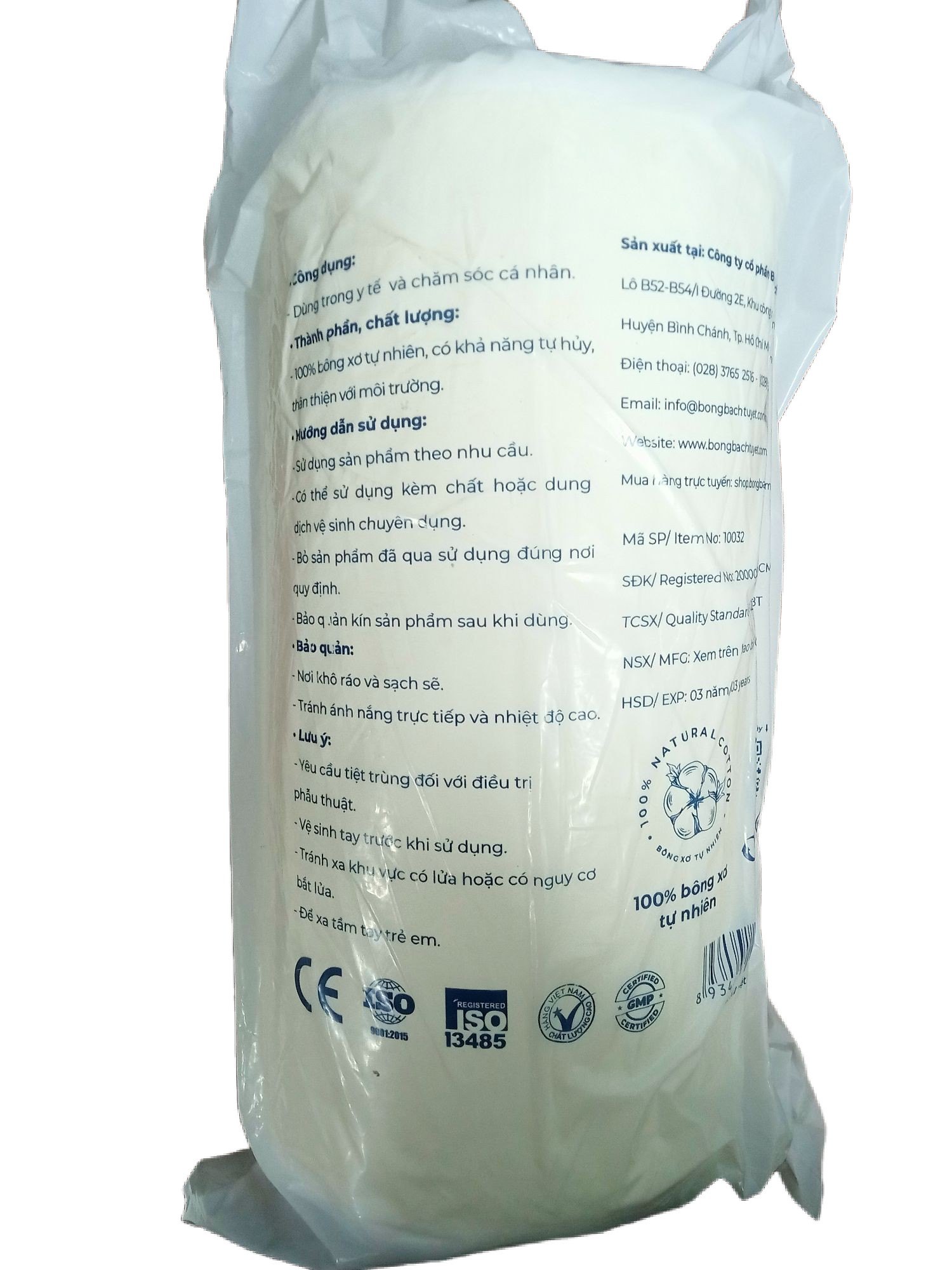 Bông hút nước y tế Kotton Care, Bạch Tuyết (Thùng=12kg)