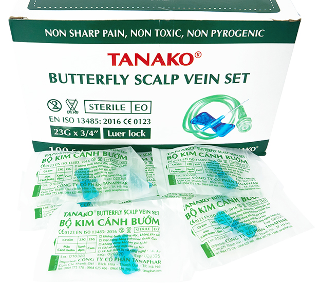 Bộ kim cánh bướm 23G Tanako (Hộp=100 cái)