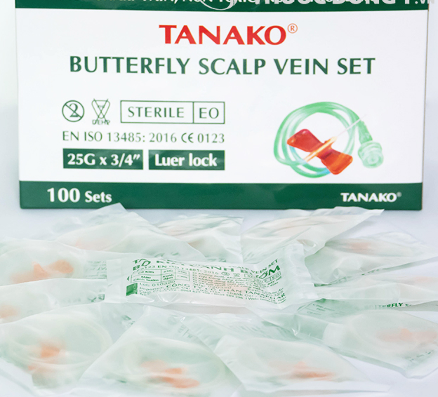 Bộ kim cánh bướm 25G Tanako (Hộp=100 cái)