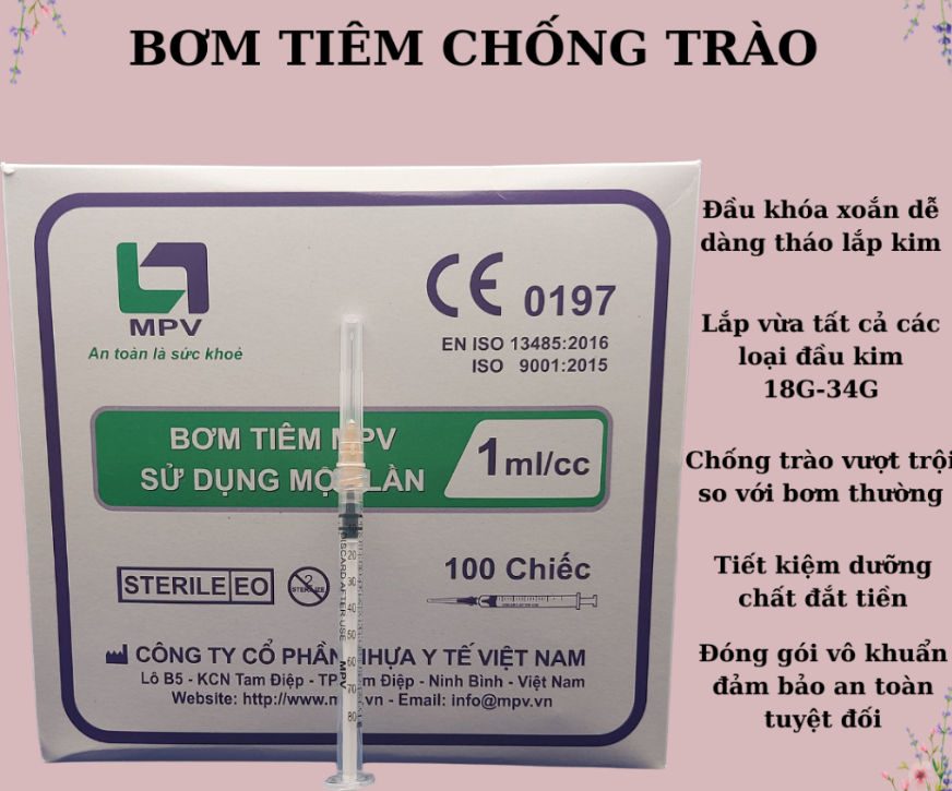 Bơm tiêm MPV sử dụng một lần 1ml (Hộp=100 cái, Thùng=4200 cái)