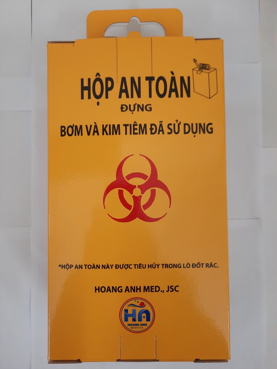 Hộp an toàn giấy đựng bơm và tiêm đã sử dụng 150x120x270mm, Việt Nam (Thùng=50 cái)