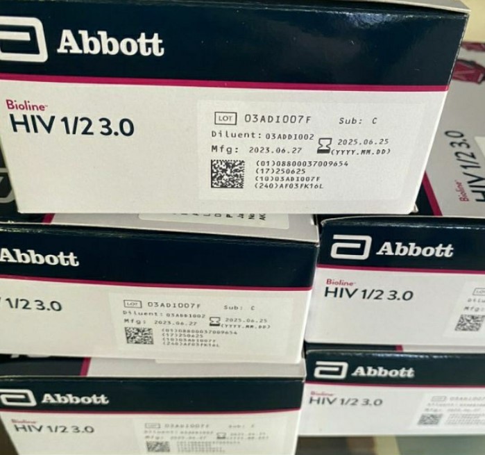 Test HIV Abbott 1/2 bioline, Hàn Quốc (Hộp = 25 Test)