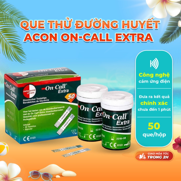 Que thử đường huyết On Call Extra, ACON Biotech (Hangzhou), Mỹ (Hộp = 50 Test)