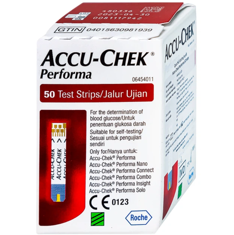 Que thử đường huyết Accu-Chek Performa, Roche , Hoa Kỳ (Hộp = 50 Test)