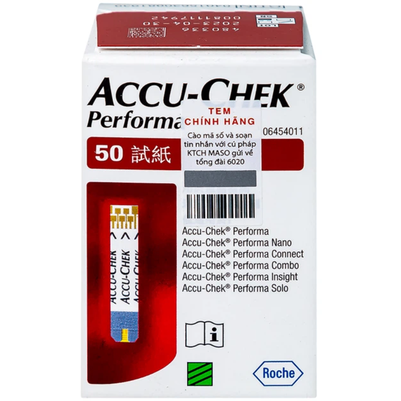 Que thử đường huyết Accu-Chek Performa, Roche , Hoa Kỳ (Hộp = 50 Test)