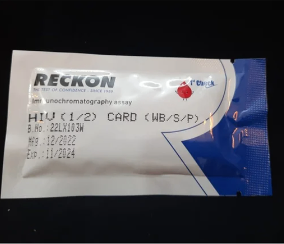 Test nhanh HIV 1/2 triline card, Reckon, Ấn độ (Hộp = 50 test)