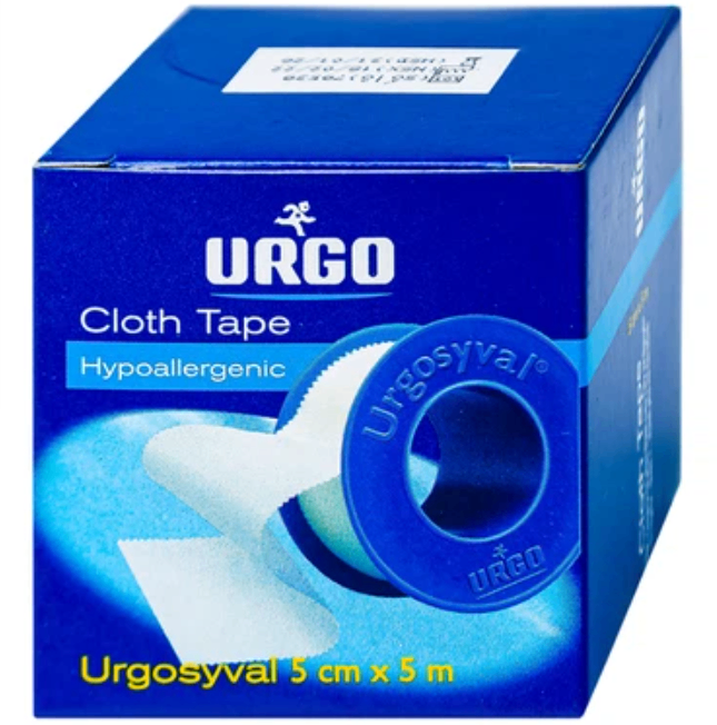 Băng dính lụa 5cm x 5m, Urgosyval Thái Lan (Hộp = 1 cuộn, Thùng = 216 cuộn)