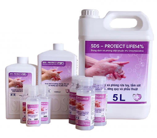 Dung dịch rửa tay sát khuẩn SDS - Protect life 4% (Can = 5 lít, Thùng = 4 can)