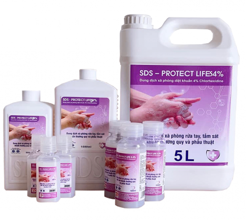 Dung dịch rửa tay sát khuẩn SDS - Protect life 4% (Can = 5 lít, Thùng = 4 can)