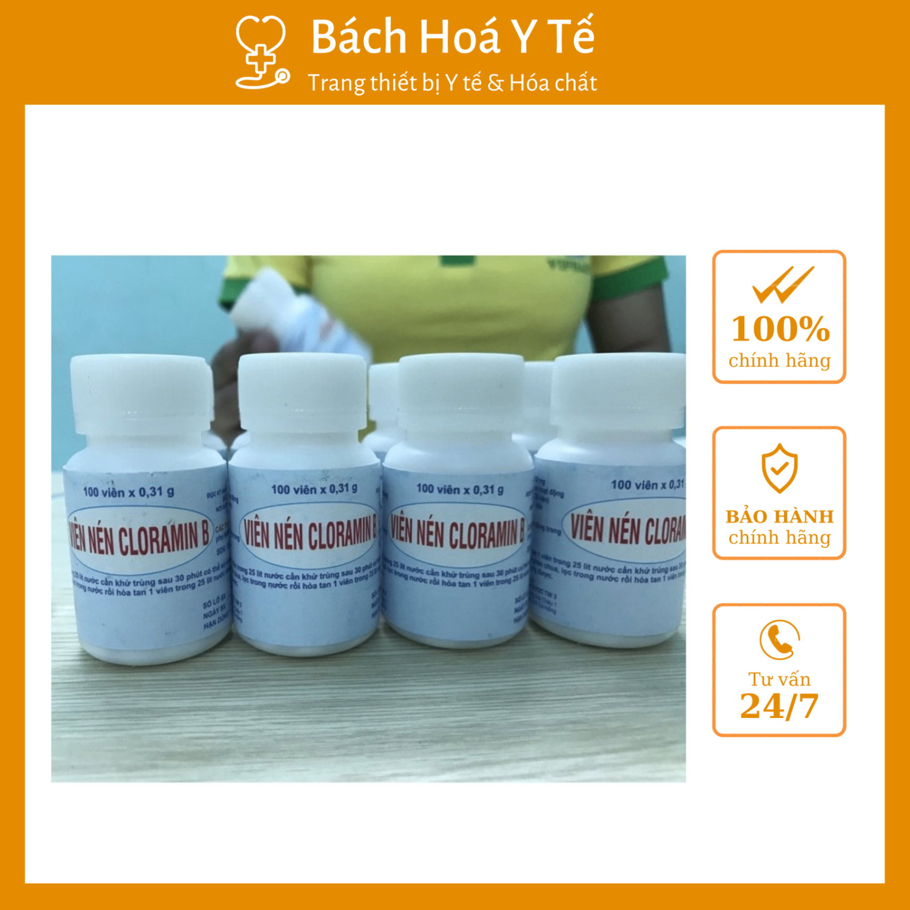 Viên nén Cloramin B - Trung ương 3 (Hộp = 100 viên)