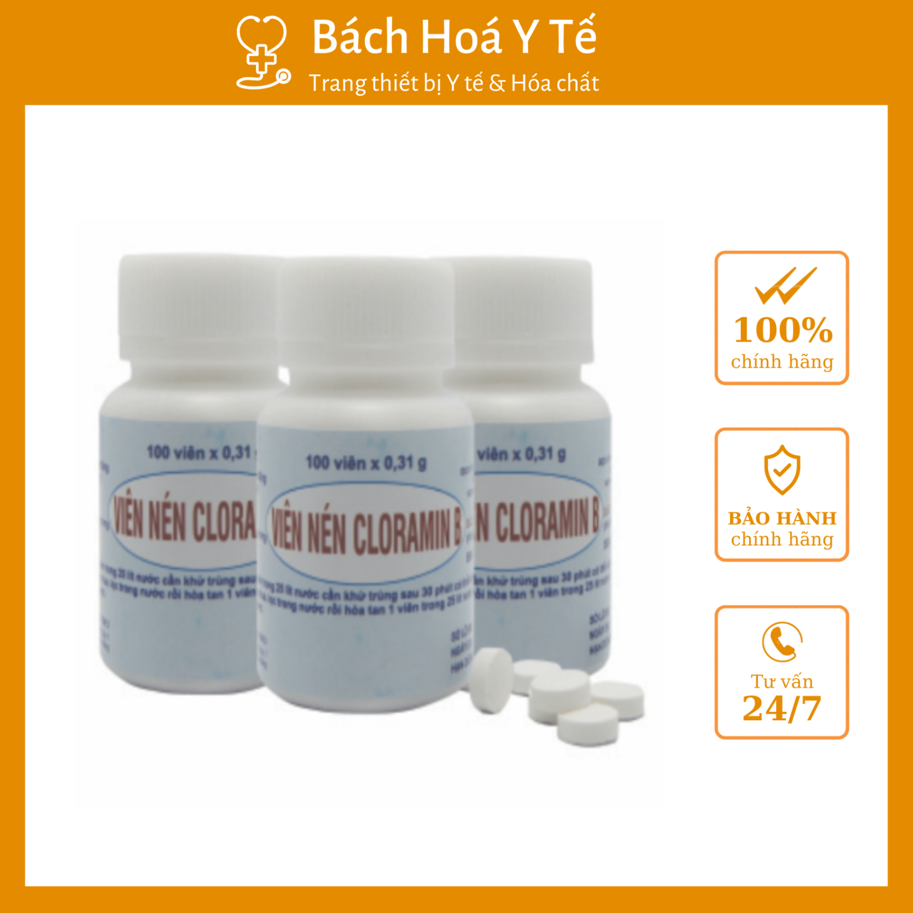 Viên nén Cloramin B - Trung ương 3 (Hộp = 100 viên)