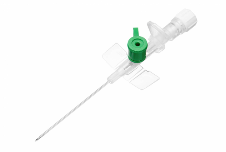 Kim luồn tĩnh mạch, có cánh, có cửa, 2 đường cản quang POLYFLON Ấn Độ (Hộp=100 Kim, Thùng=1000 Kim)