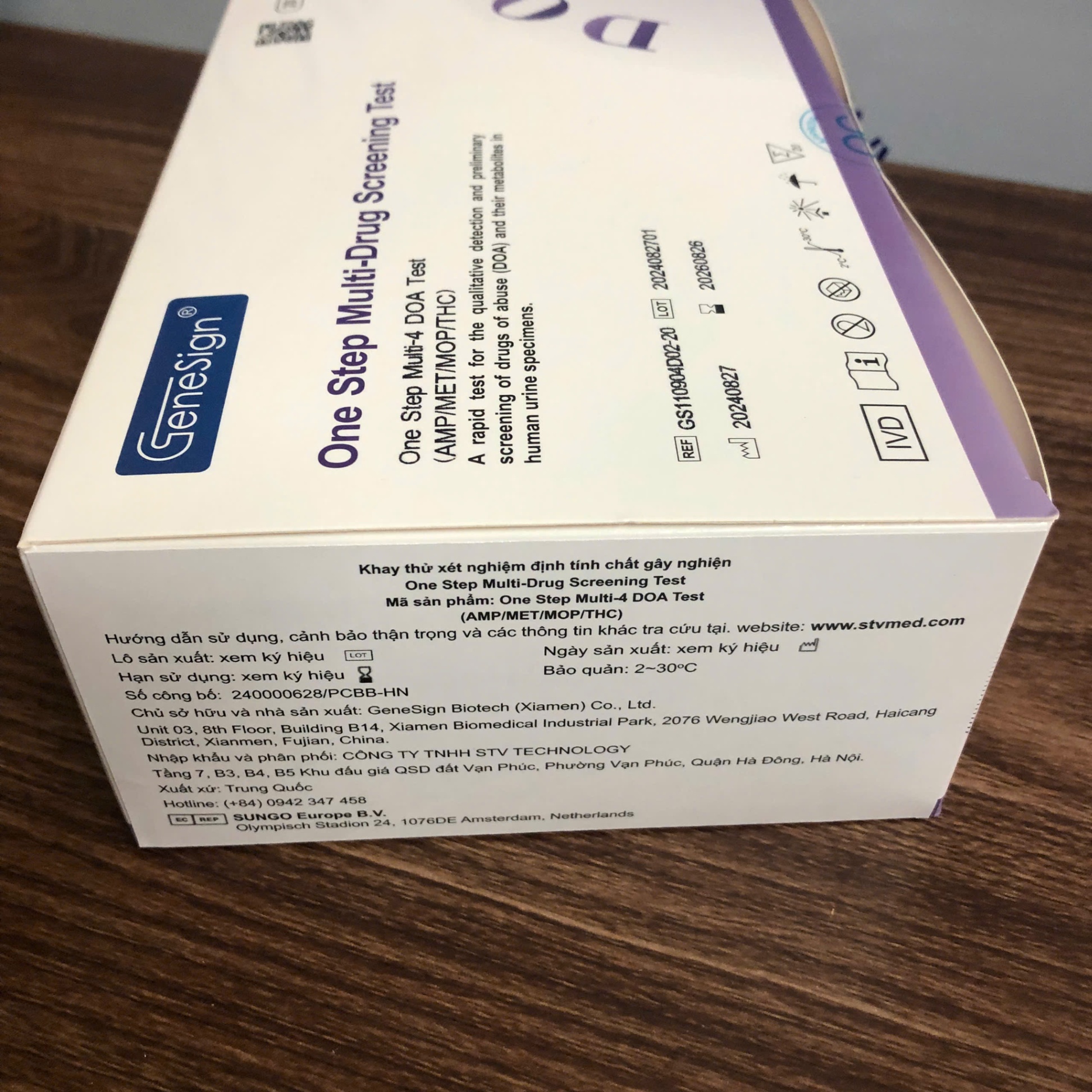 Test thử ma túy tổng hợp Multi 4 Drug, Genesigns Trung Quốc (Hộp=20 test, Thùng=960 test)