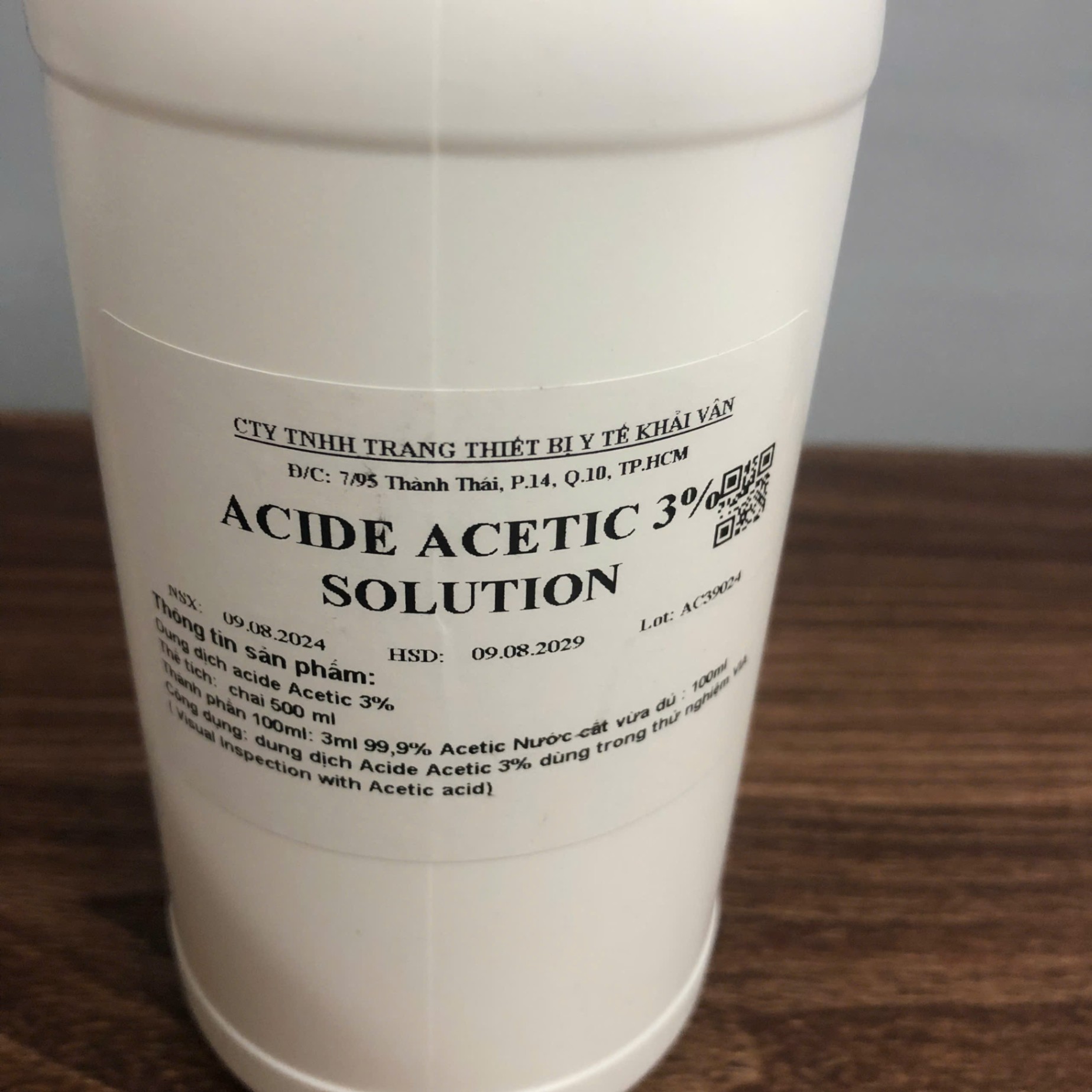 Dung dịch Axit Acetic 3%, Việt Nam (Chai=500ml)