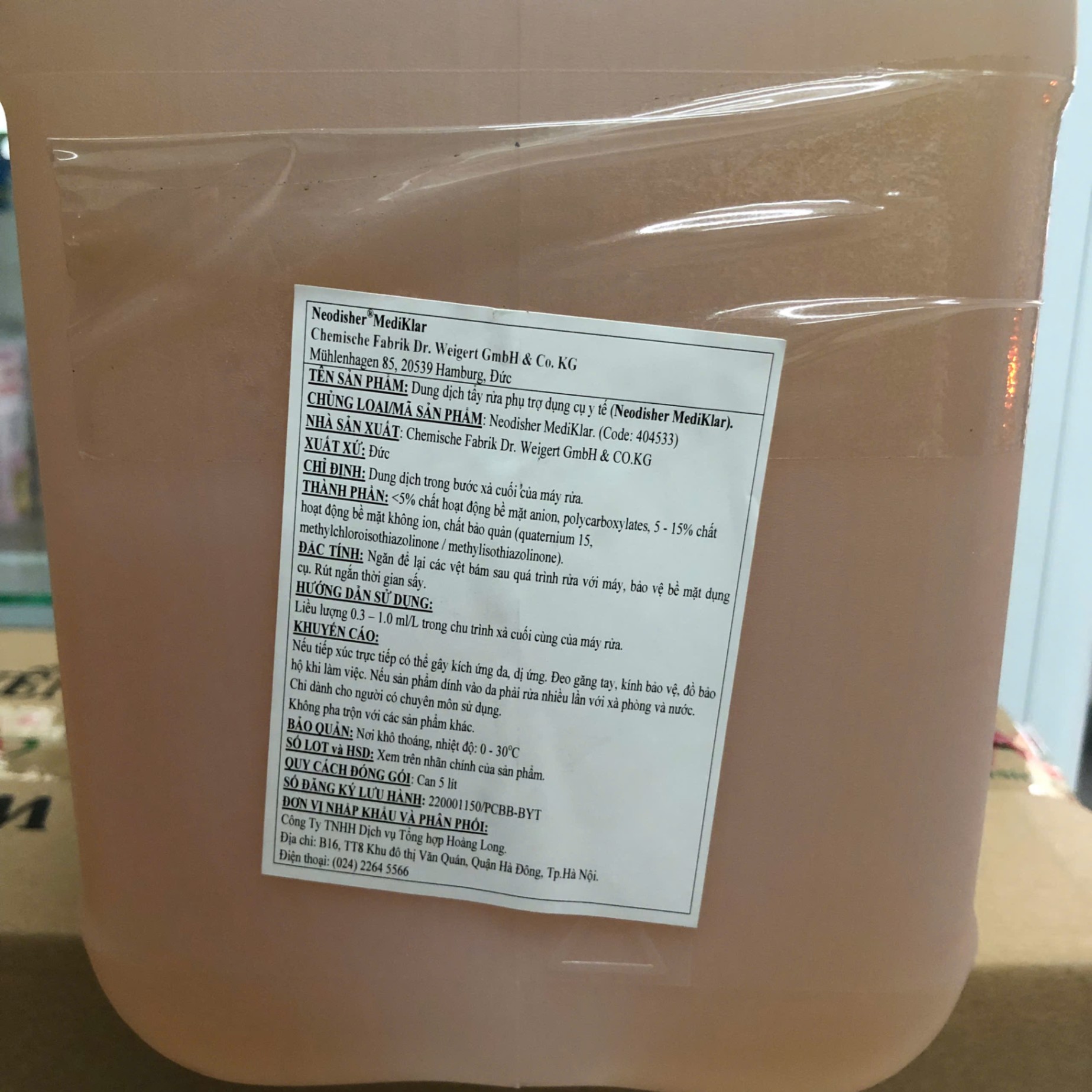 Dung dịch tẩy rửa phụ trợ dụng cụ y tế, Chemische Fabrik Dr. Weigert, Đức (Can=5 Lít, Thùng=20 Lít)