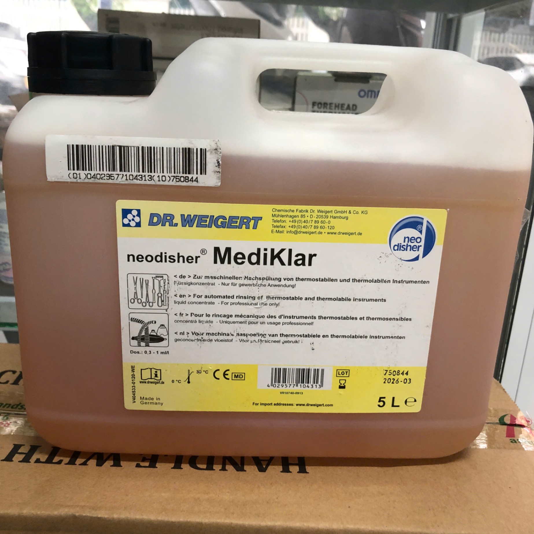 Dung dịch tẩy rửa phụ trợ dụng cụ y tế, Chemische Fabrik Dr. Weigert, Đức (Can=5 Lít, Thùng=20 Lít)