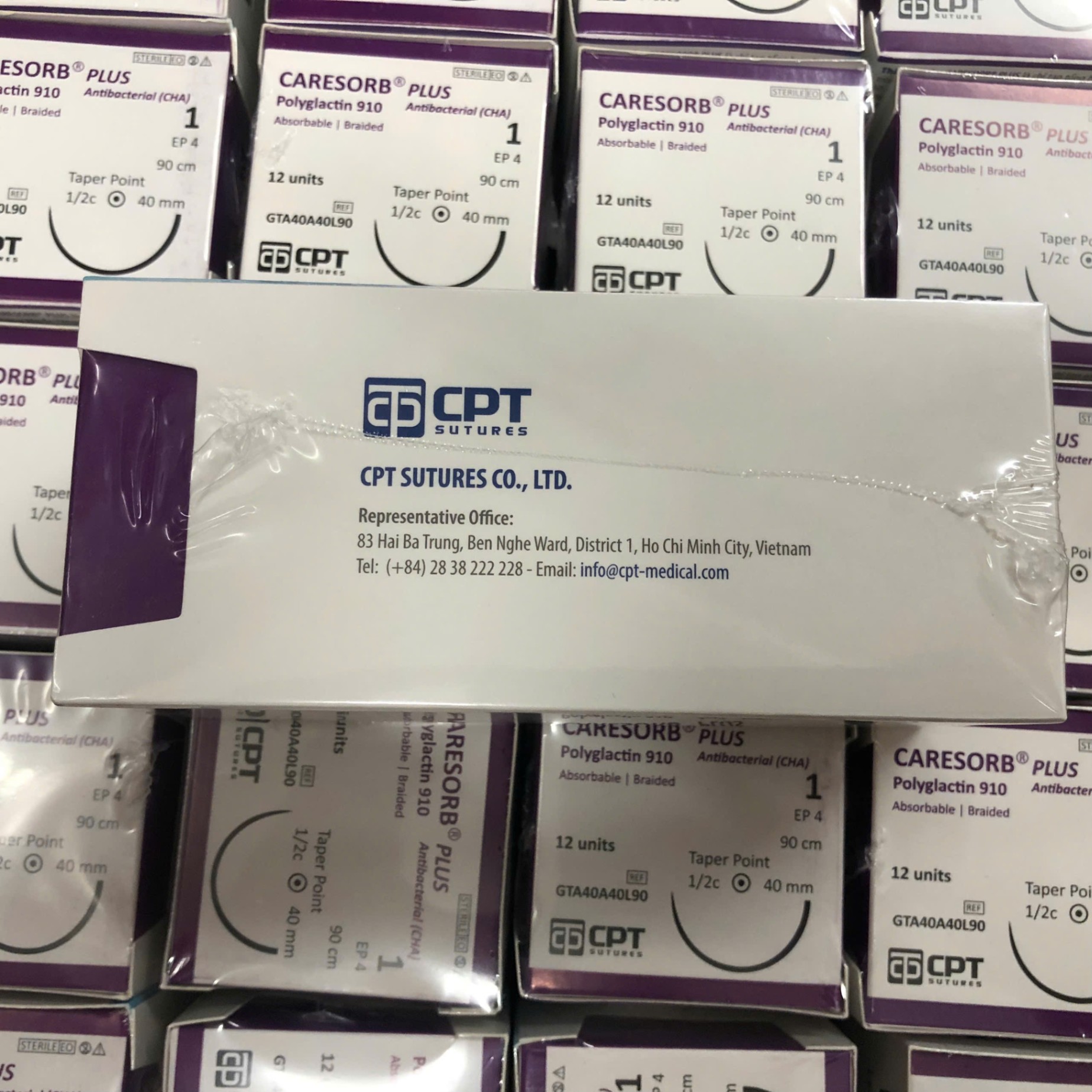Chỉ khâu phẫu thuật tự tiêu đa sợi Polyglactin 910, CPT, Việt Nam (Hộp=12 sợi)