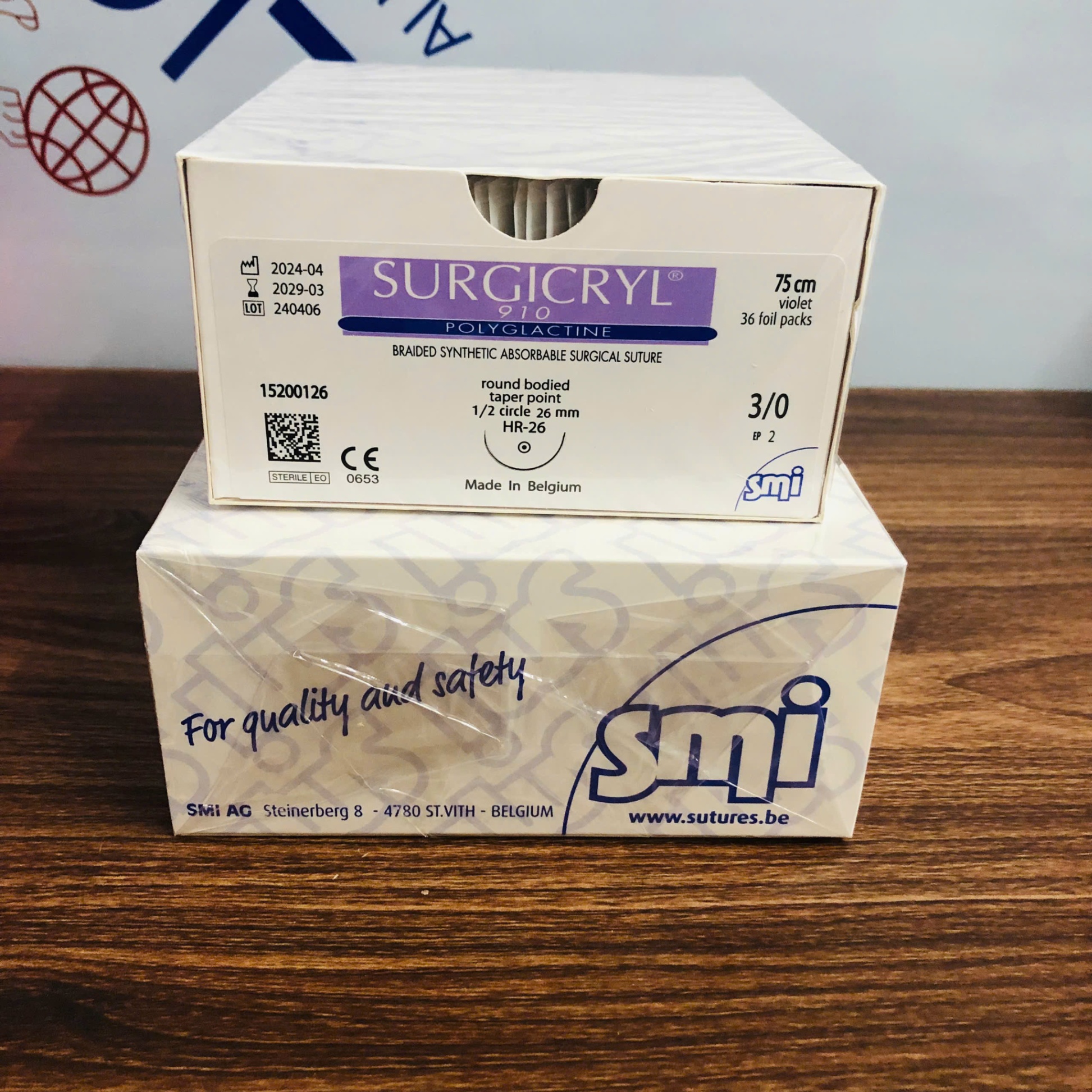 Chỉ surgicryl 910 số 3/0 SMI AG (Hộp=12 sợi)