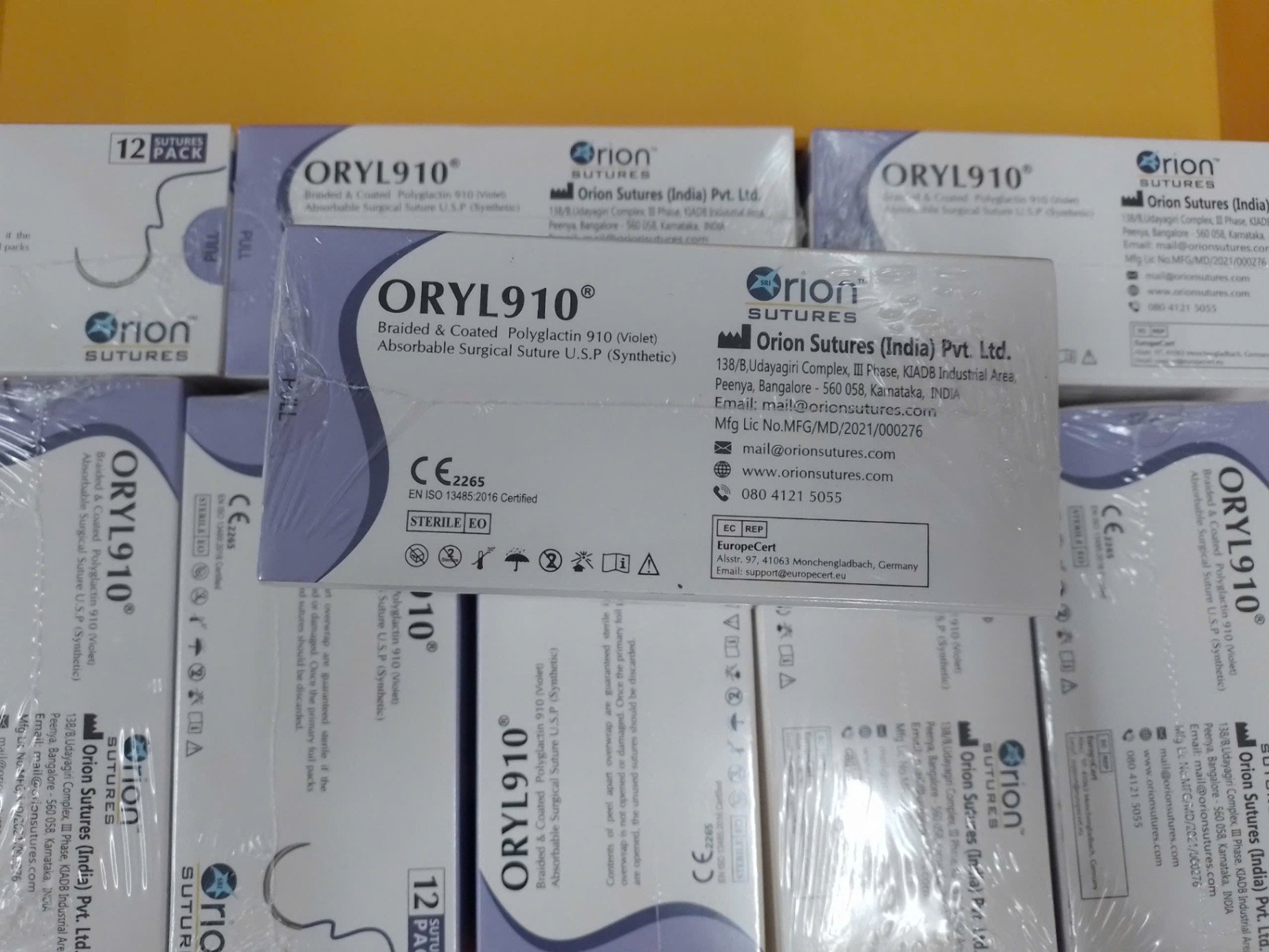Chỉ phẫu thuật Oryl 910 Số 1/0, Orion Sutures Ấn độ (Hộp=12 sợi)
