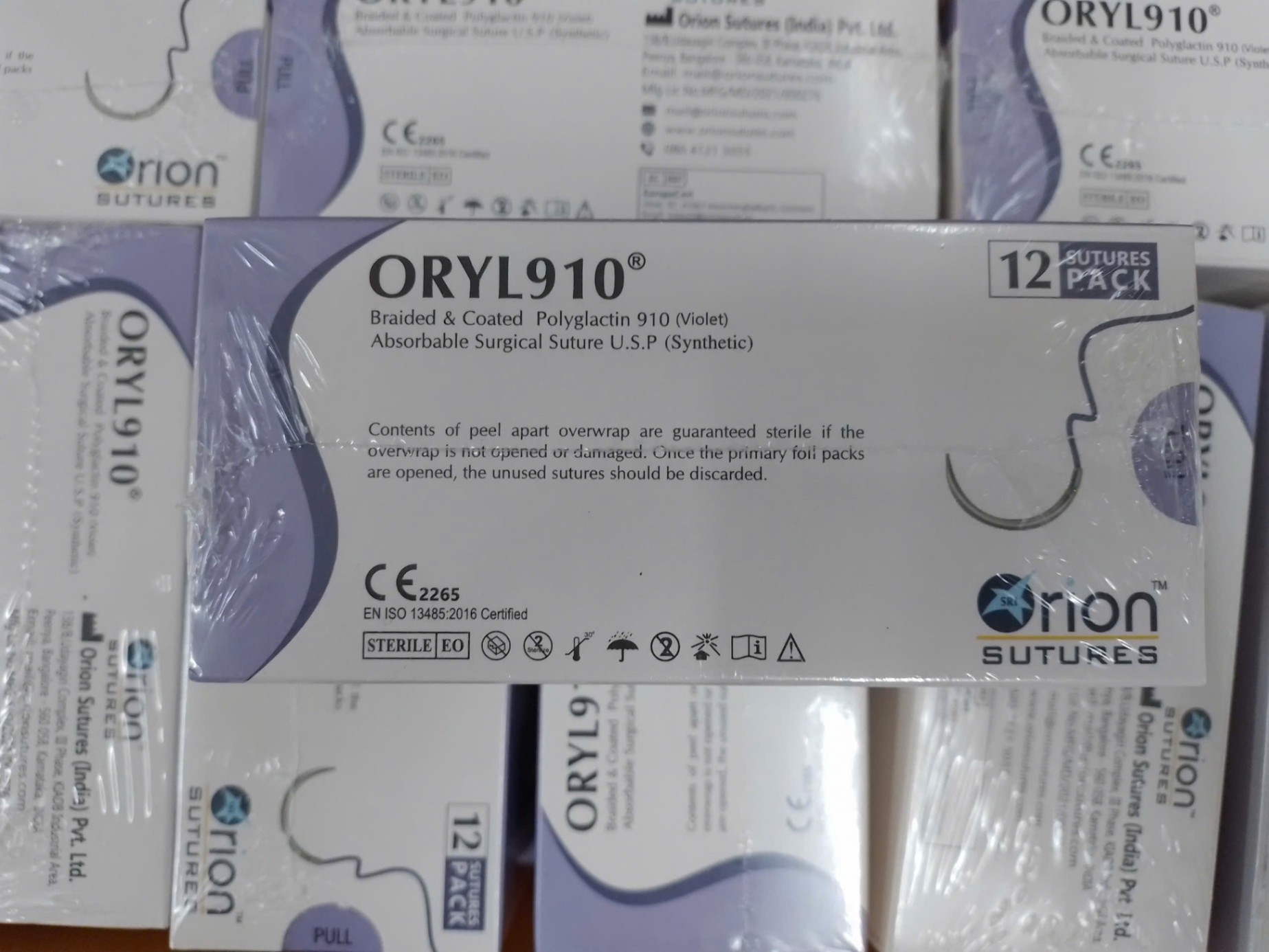 Chỉ phẫu thuật Oryl 910 Số 1/0, Orion Sutures Ấn độ (Hộp=12 sợi)