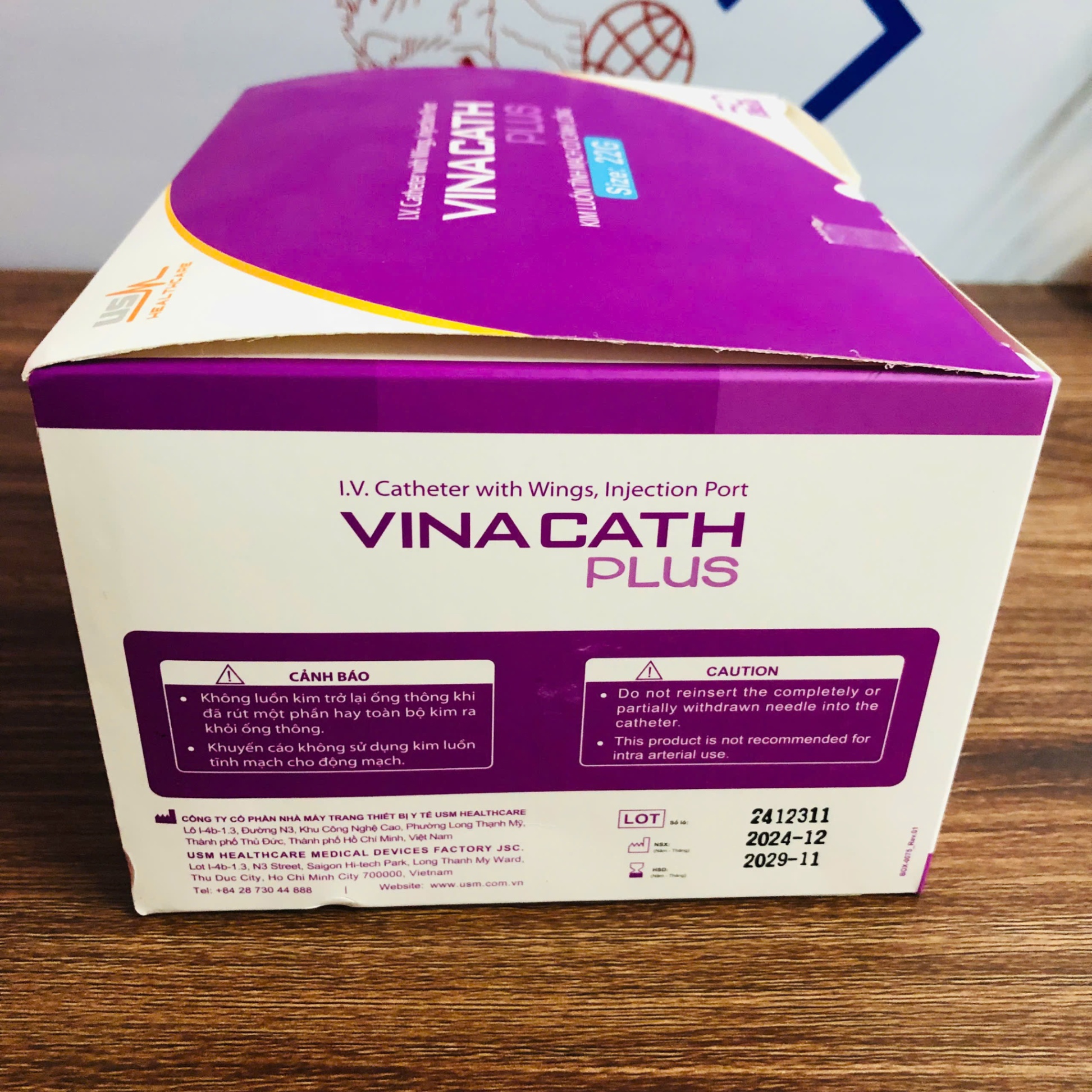 Kim Luồn Tĩnh Mạch Có Cánh, Cổng Vinacath Plus 22G , USM, Việt Nam (Hộp = 50 cái)