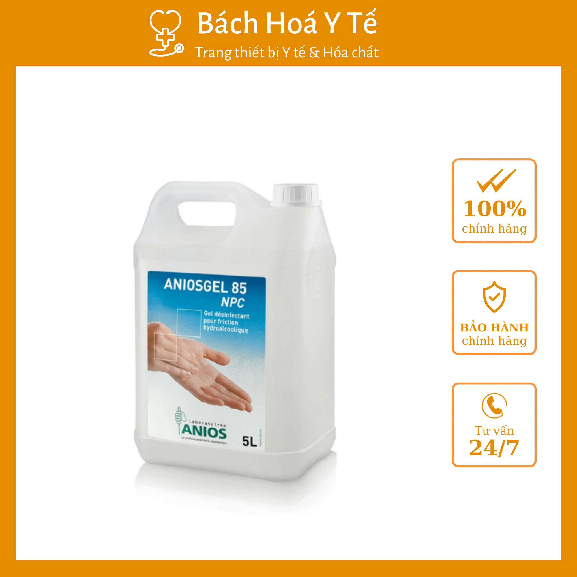 Dung dịch rửa tay khô sát khuẩn Aniosgel 85 NPC (Can=5L, Thùng=4 can)