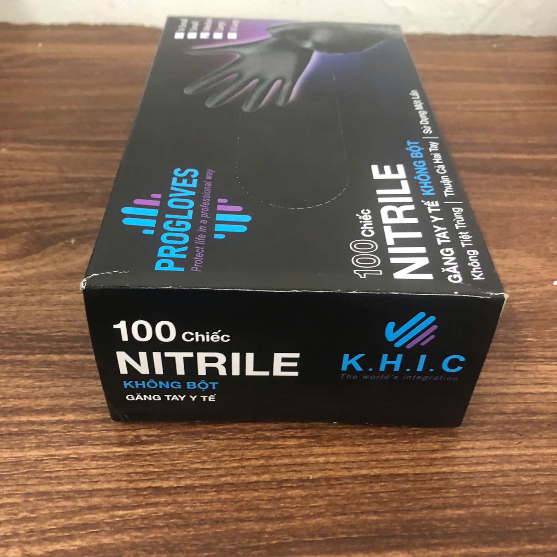 Găng tay Nitrile Progloves, màu đen, không bột, (Hộp = 100 chiếc, Thùng =10 Hộp)