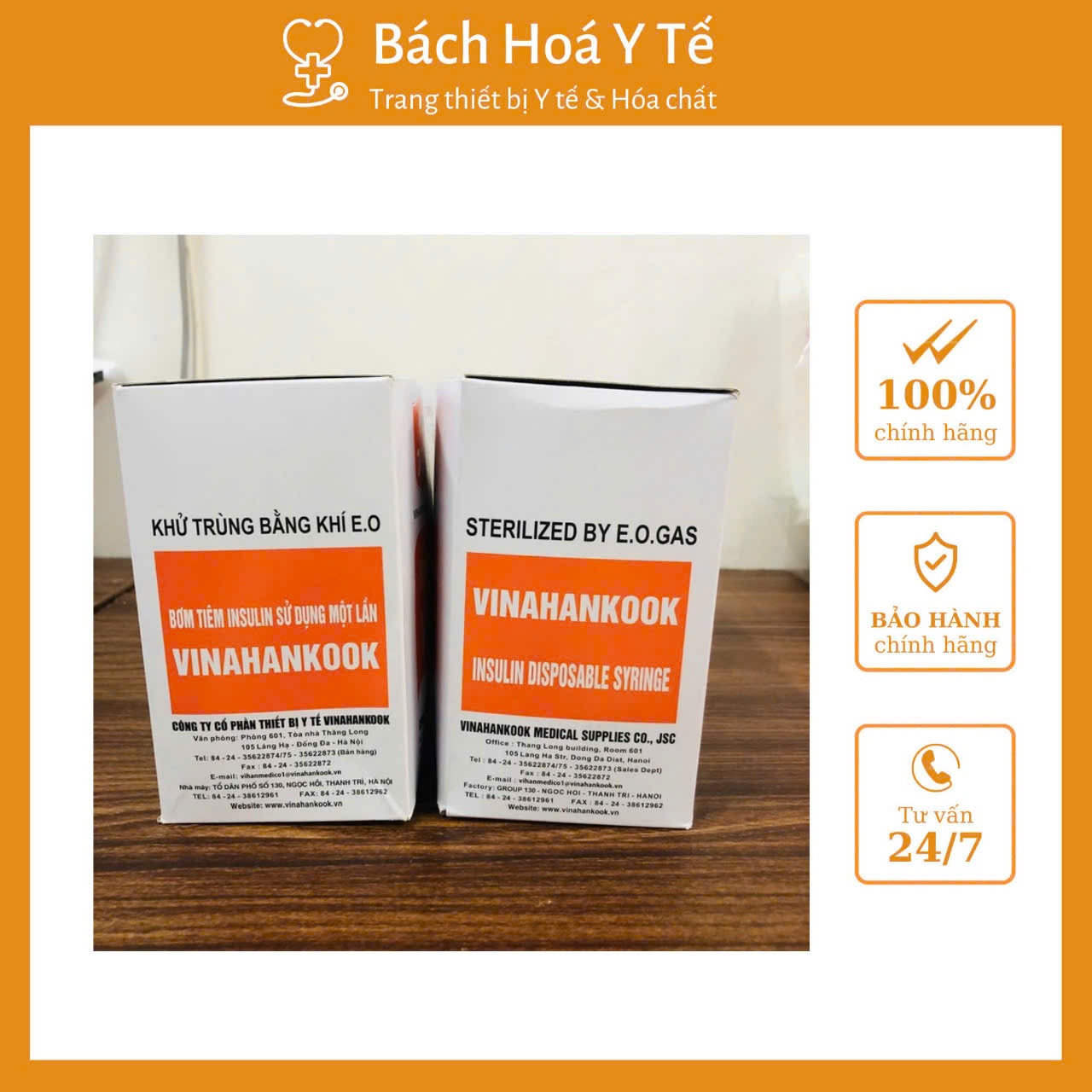 Bơm tiêm tiểu đường Vinahankook 1ml U-100 (Hộp=100 chiếc