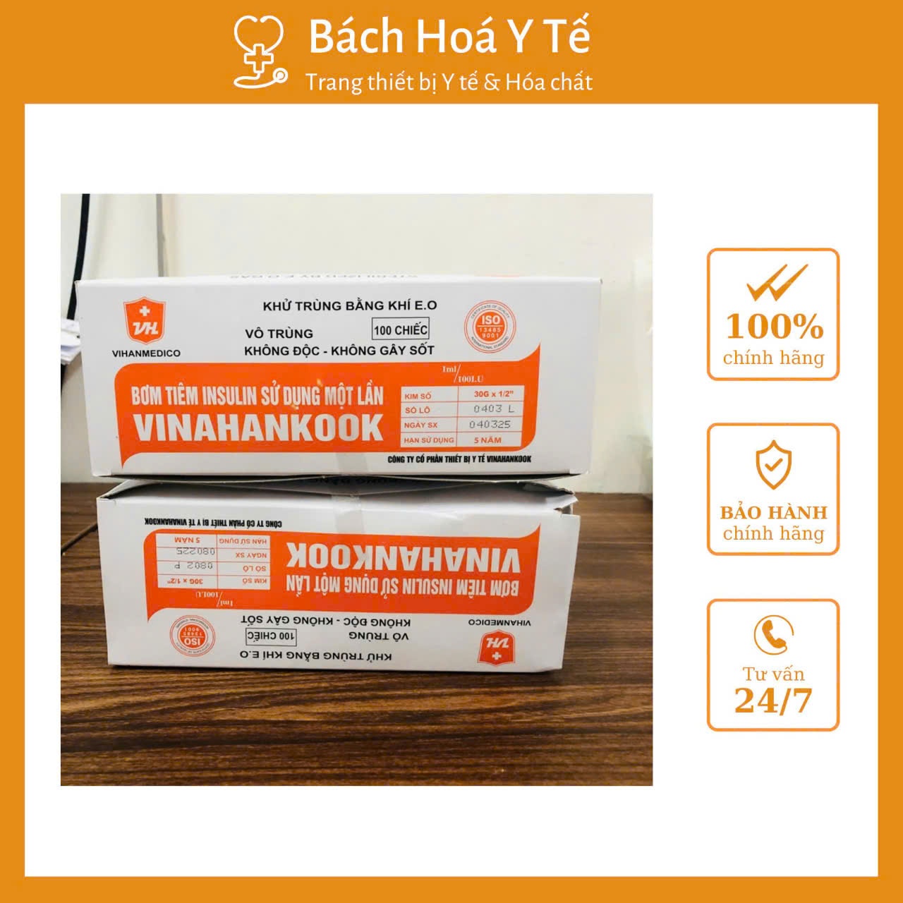 Bơm tiêm tiểu đường Vinahankook 1ml U-100 (Hộp=100 chiếc