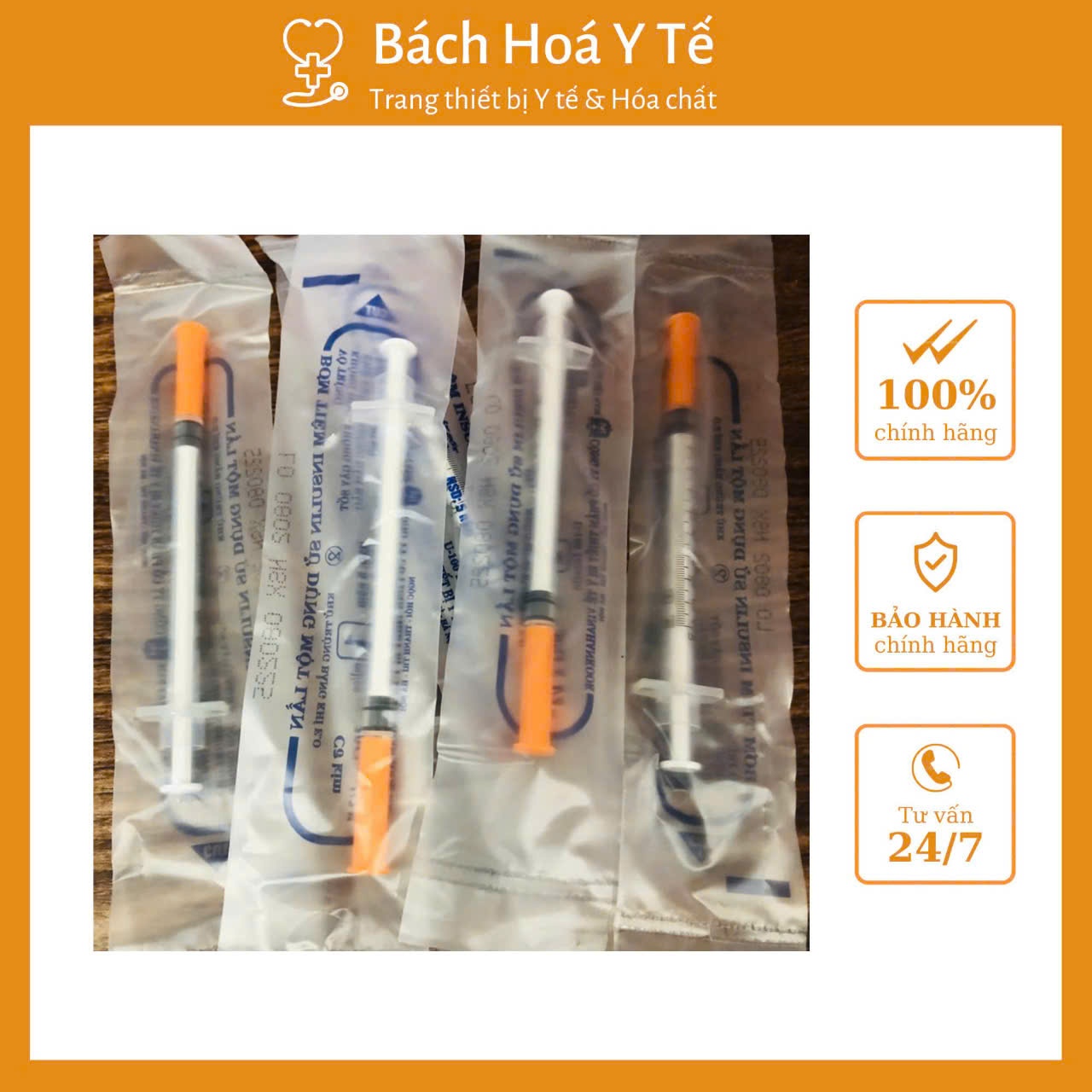 Bơm tiêm tiểu đường Vinahankook 1ml U-100 (Hộp=100 chiếc