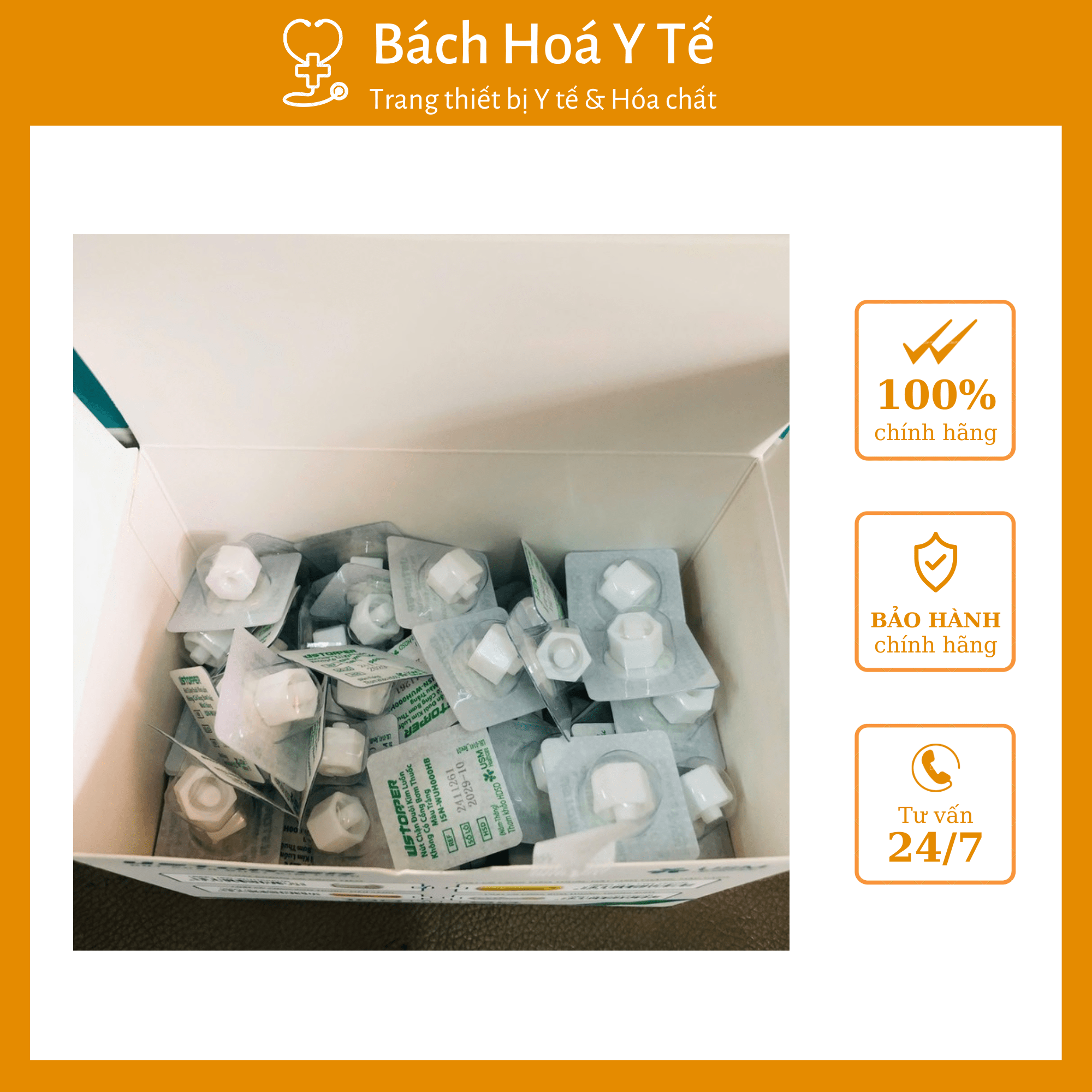 Nút chặn kim luồn không cổng tiêm thuốc, USM, Việt Nam (Hộp = 100 cái)