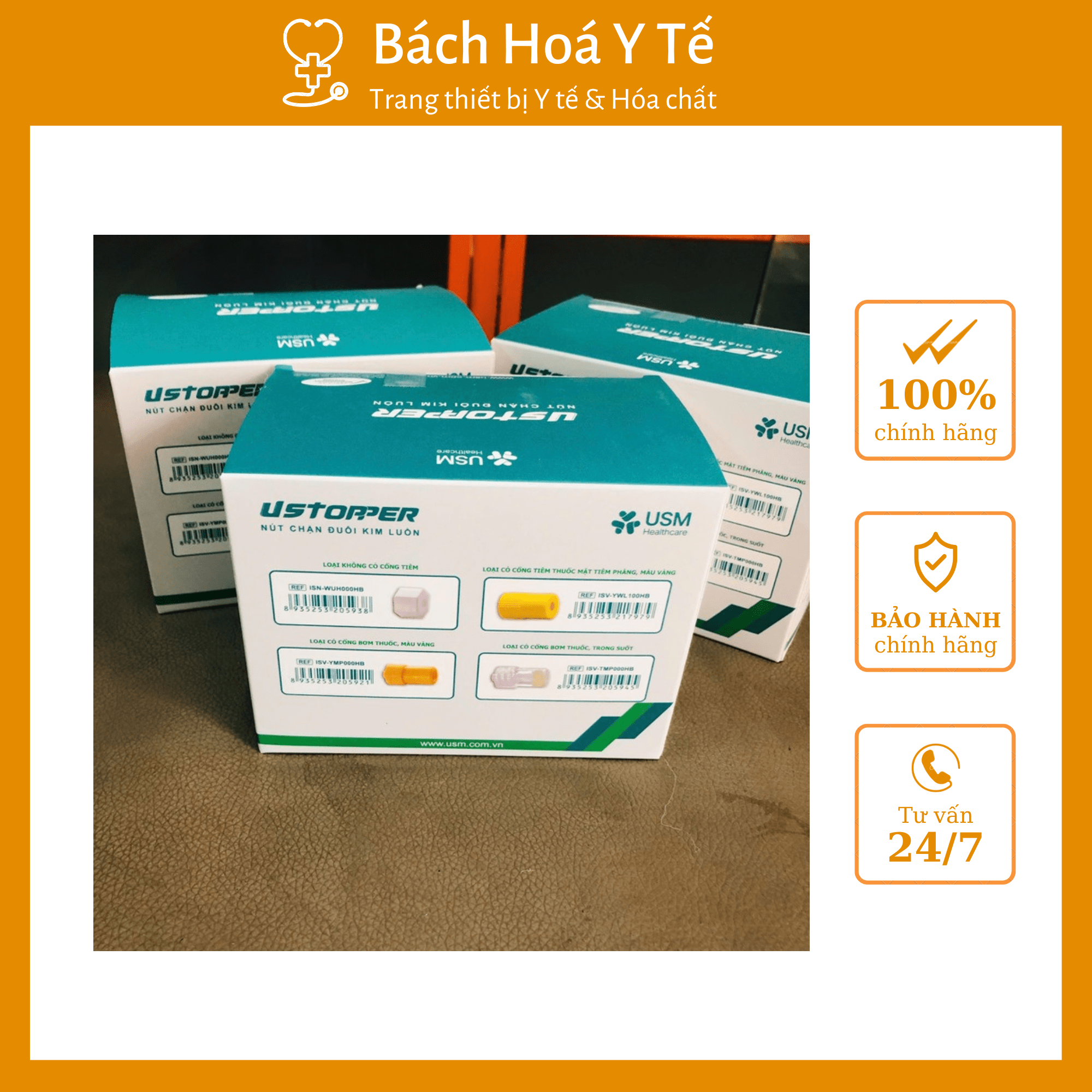 Nút chặn kim luồn không cổng tiêm thuốc, USM, Việt Nam (Hộp = 100 cái)