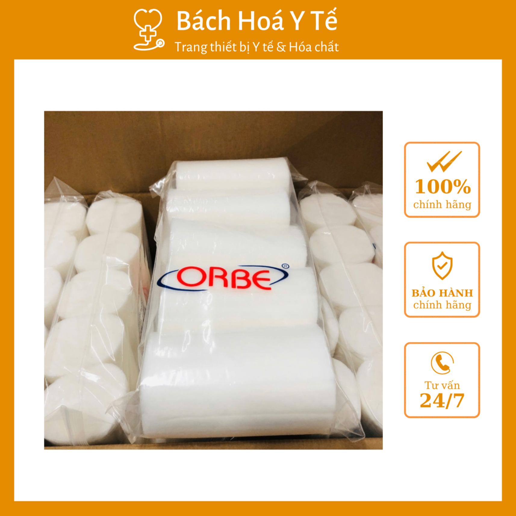 Bông lót bó bột cỡ 10cm x 2.7m ORBE, Việt Nam (Thùng=200 cuộn)