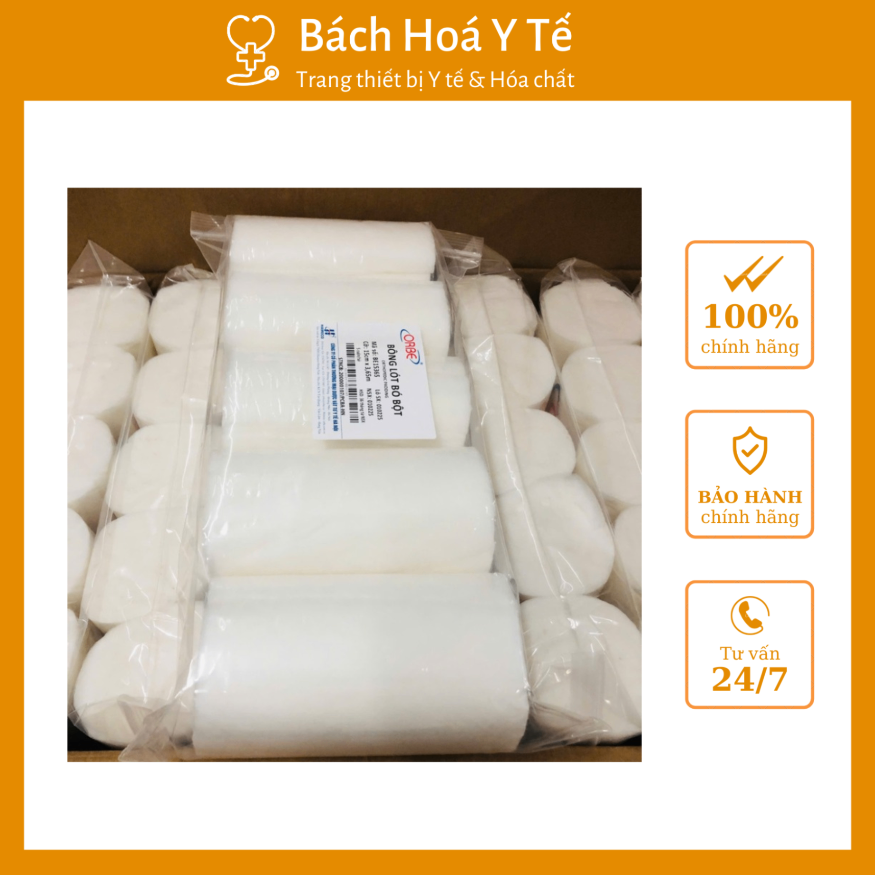 Bông lót bó bột cỡ 10cm x 2.7m ORBE, Việt Nam (Thùng=200 cuộn)
