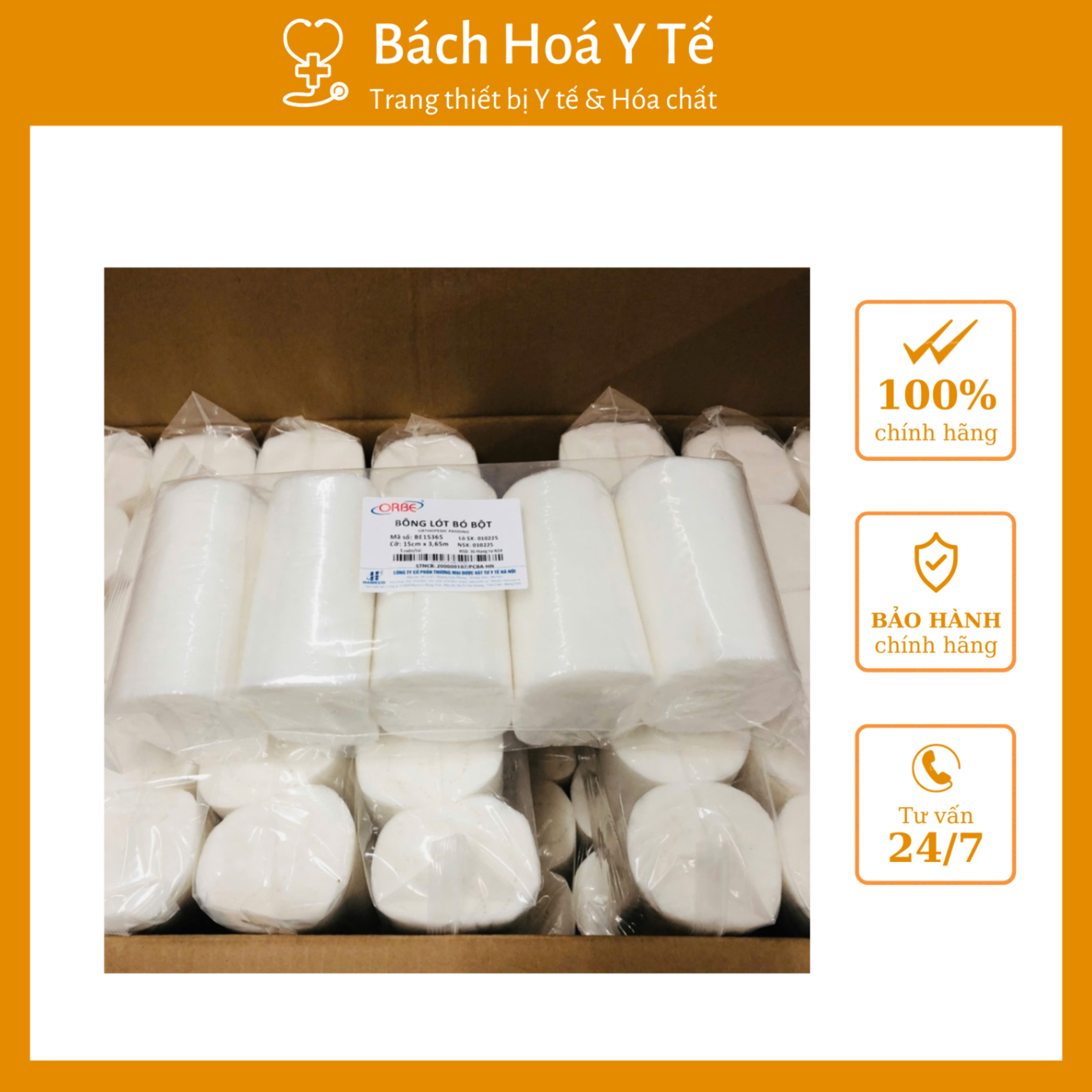Bông lót bó bột cỡ 10cm x 2.7m ORBE, Việt Nam (Thùng=200 cuộn)