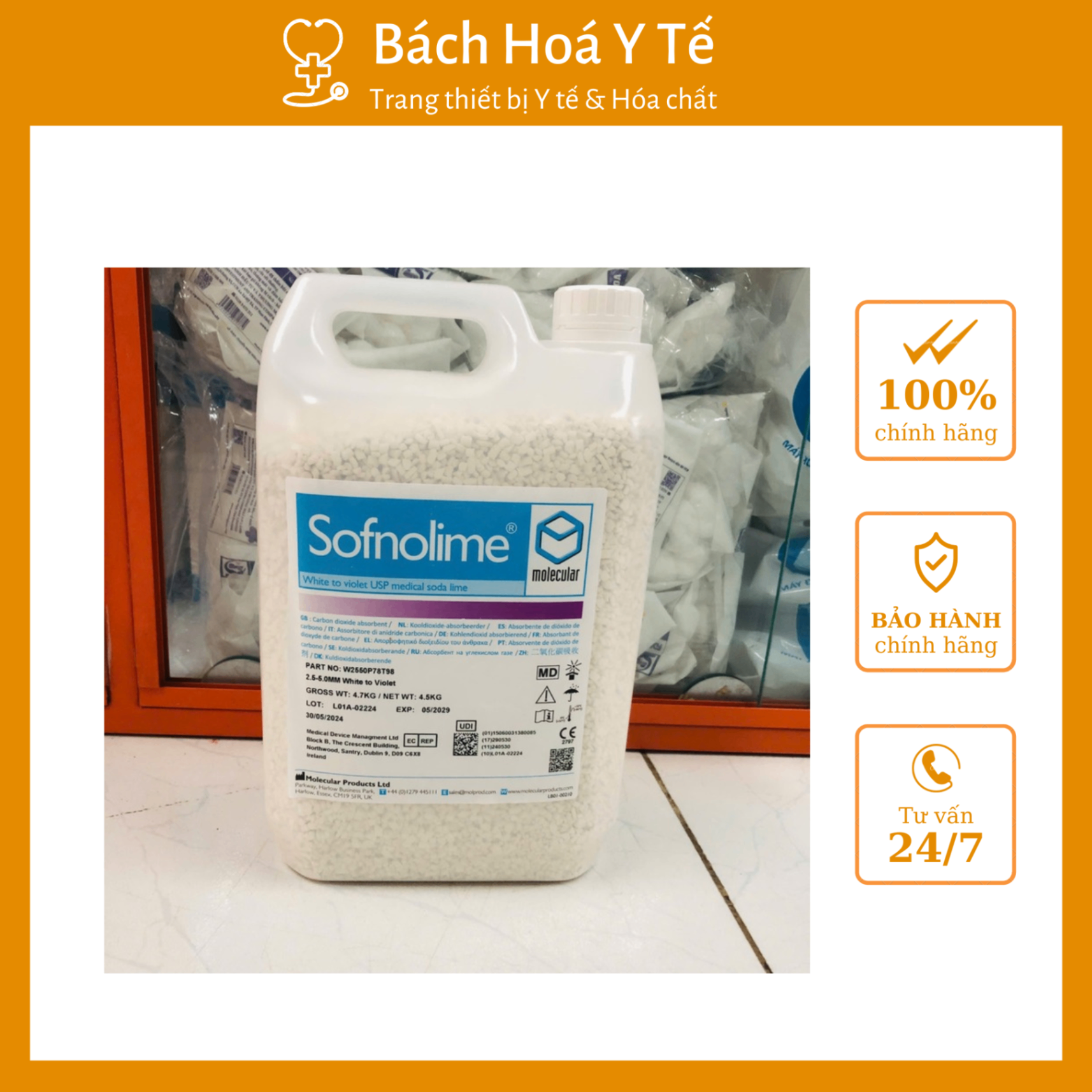 Vôi Soda Sofnoline, UK (Can=4,5 kg)