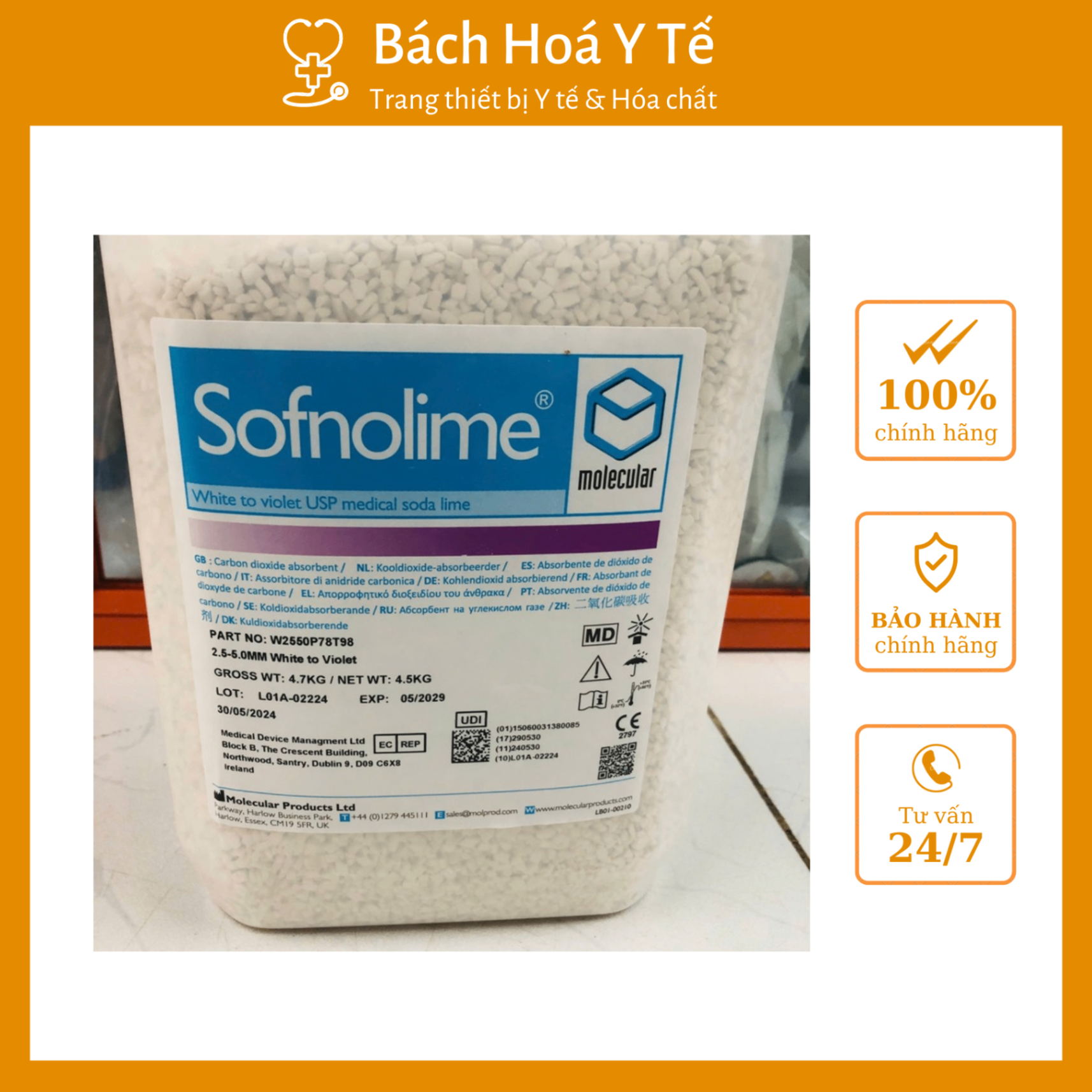 Vôi Soda Sofnoline, UK (Can=4,5 kg)