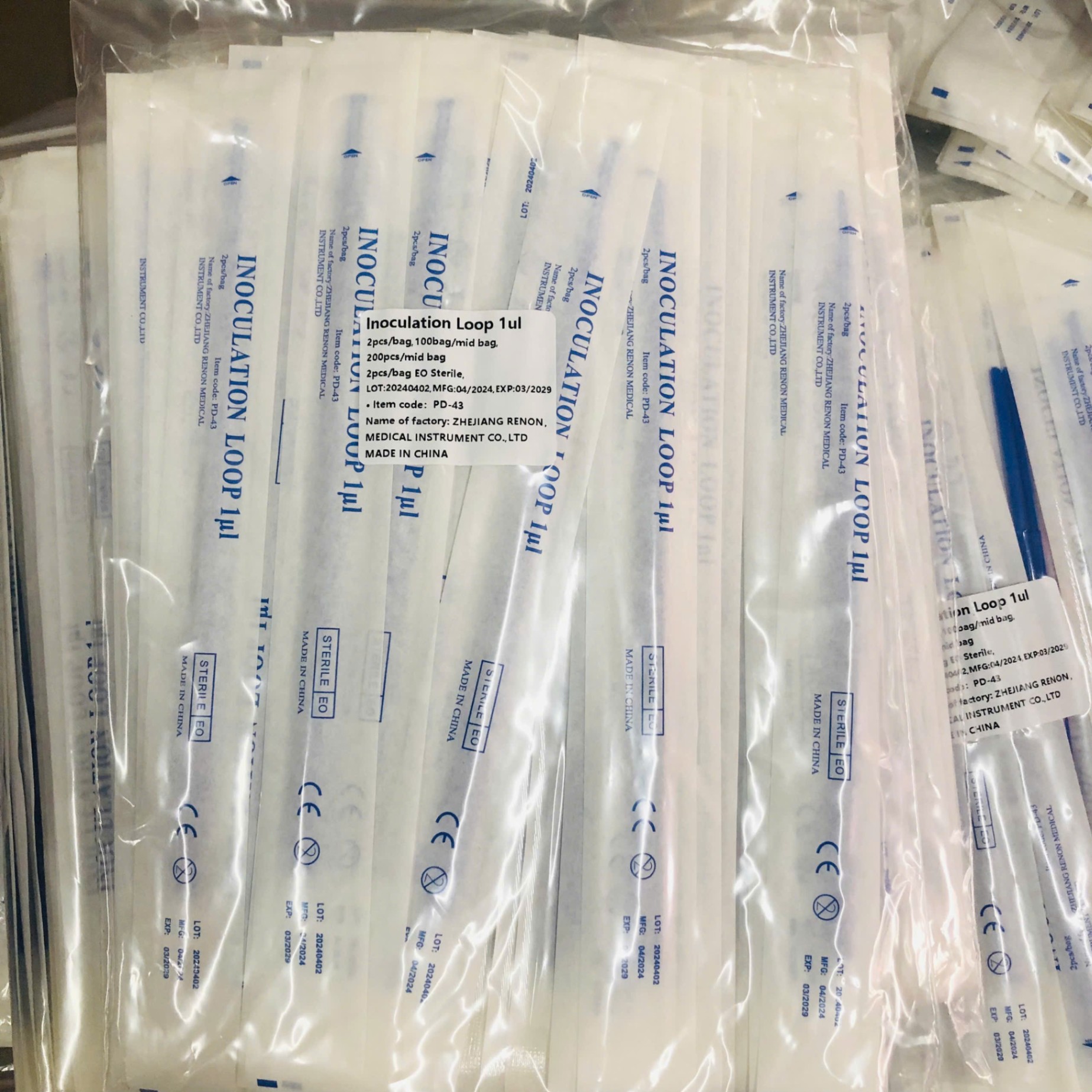Ăng cấy nhựa, ZHEJIANG RENON MEDICAL INSTRUMENT Trung Quốc ((Túi=10 cái, Hộp = 1000 cái)