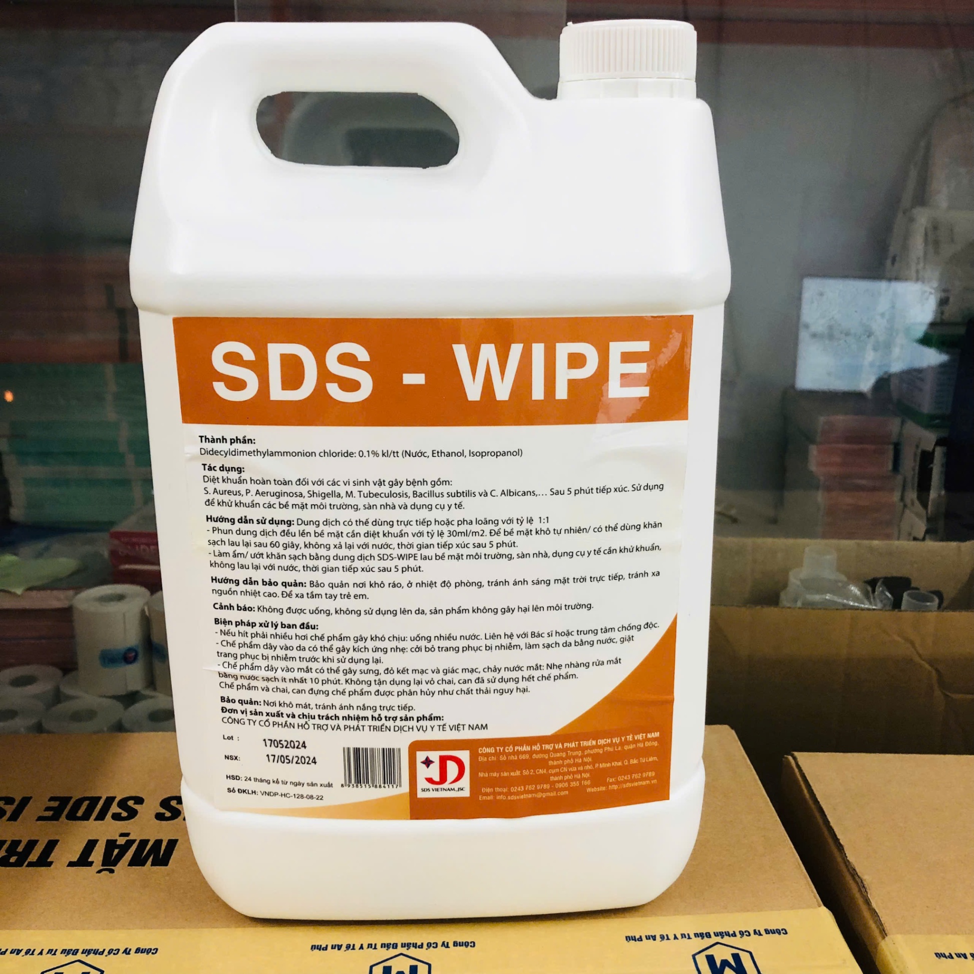 Dung dịch sát khuẩn dụng cụ, SDS; Việt Nam  (Can = 5 lít ; thùng = 4 can)