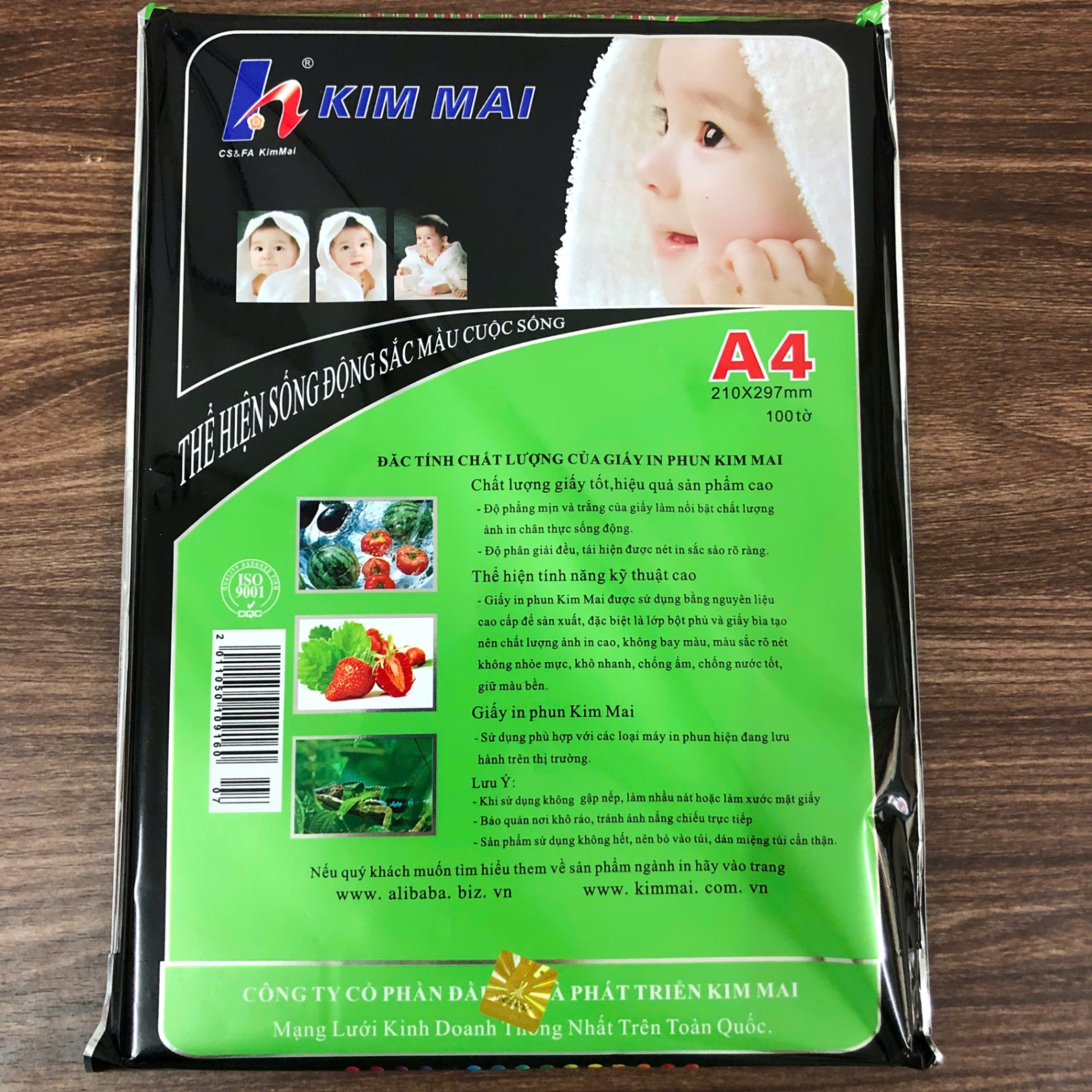 Giấy in ảnh A4 1 mặt Kim Mai, Việt Nam (Tập=100 xấp)