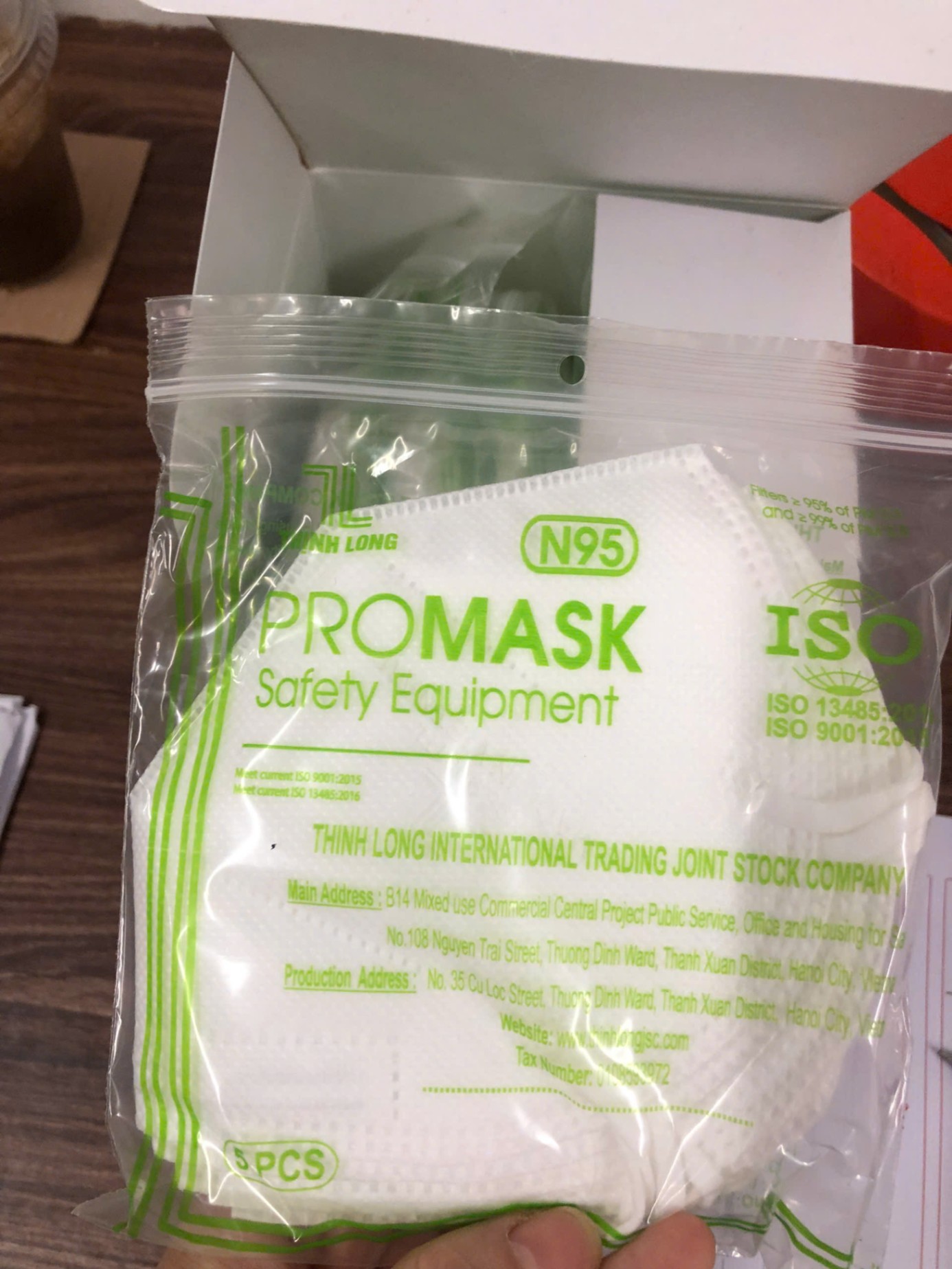 Khẩu trang N95 Promask, không van (Hộp=30 cái)