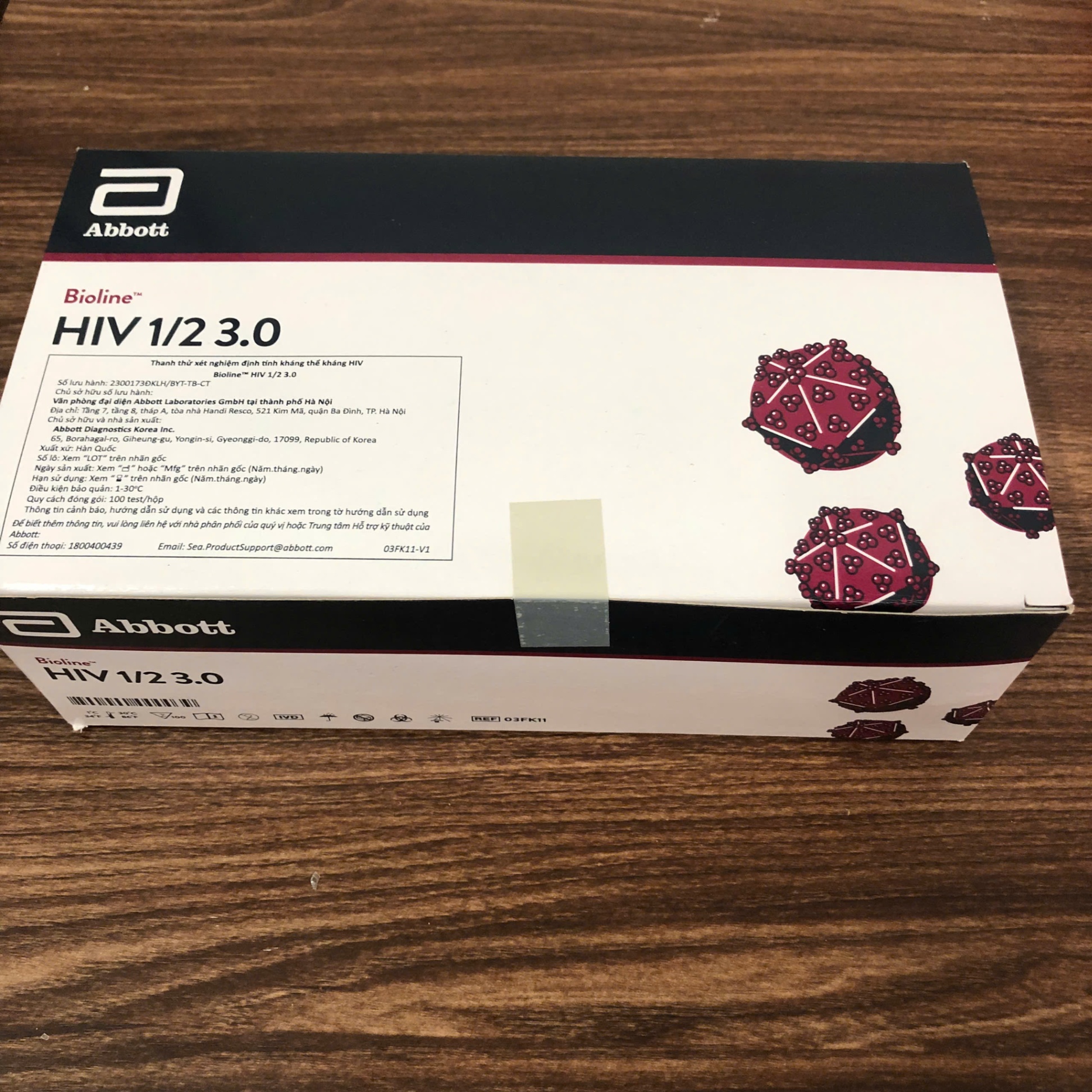 Test nhanh chẩn đoán HIV, Abbott Diagnostics Korea Inc, Hàn Quốc (Hộp= 100 test)