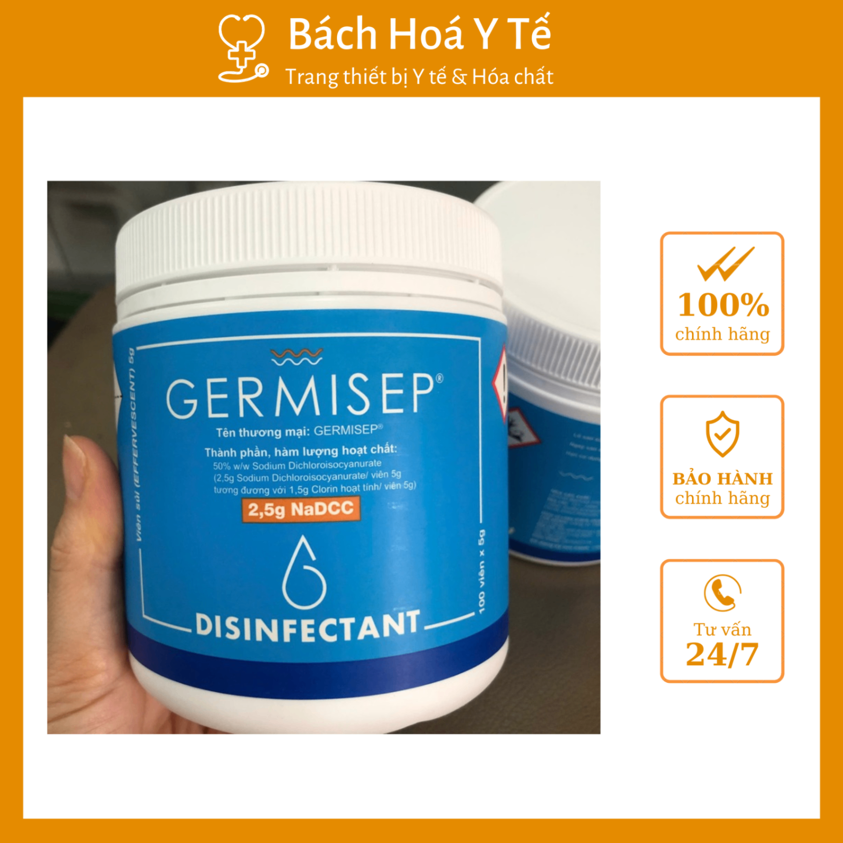 Viên nén khử khuẩn Germisep 2.5g (Hộp=100 viên, Thùng=1000 viên)