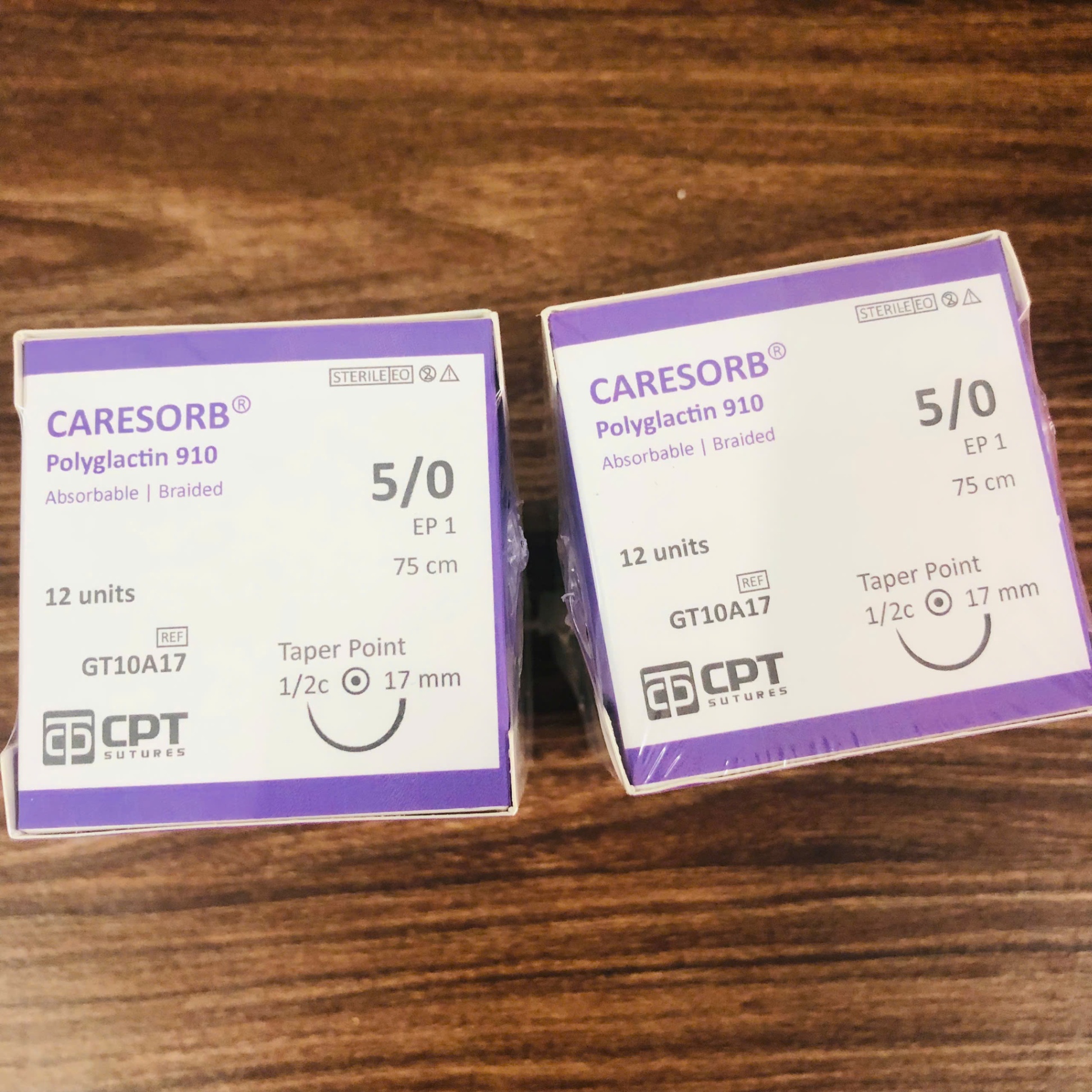 Chỉ phẫu thuật tự tiêu CPT Caresorb Polyglactin 910 5/0 GT10A17 (Hộp=12 sợi)