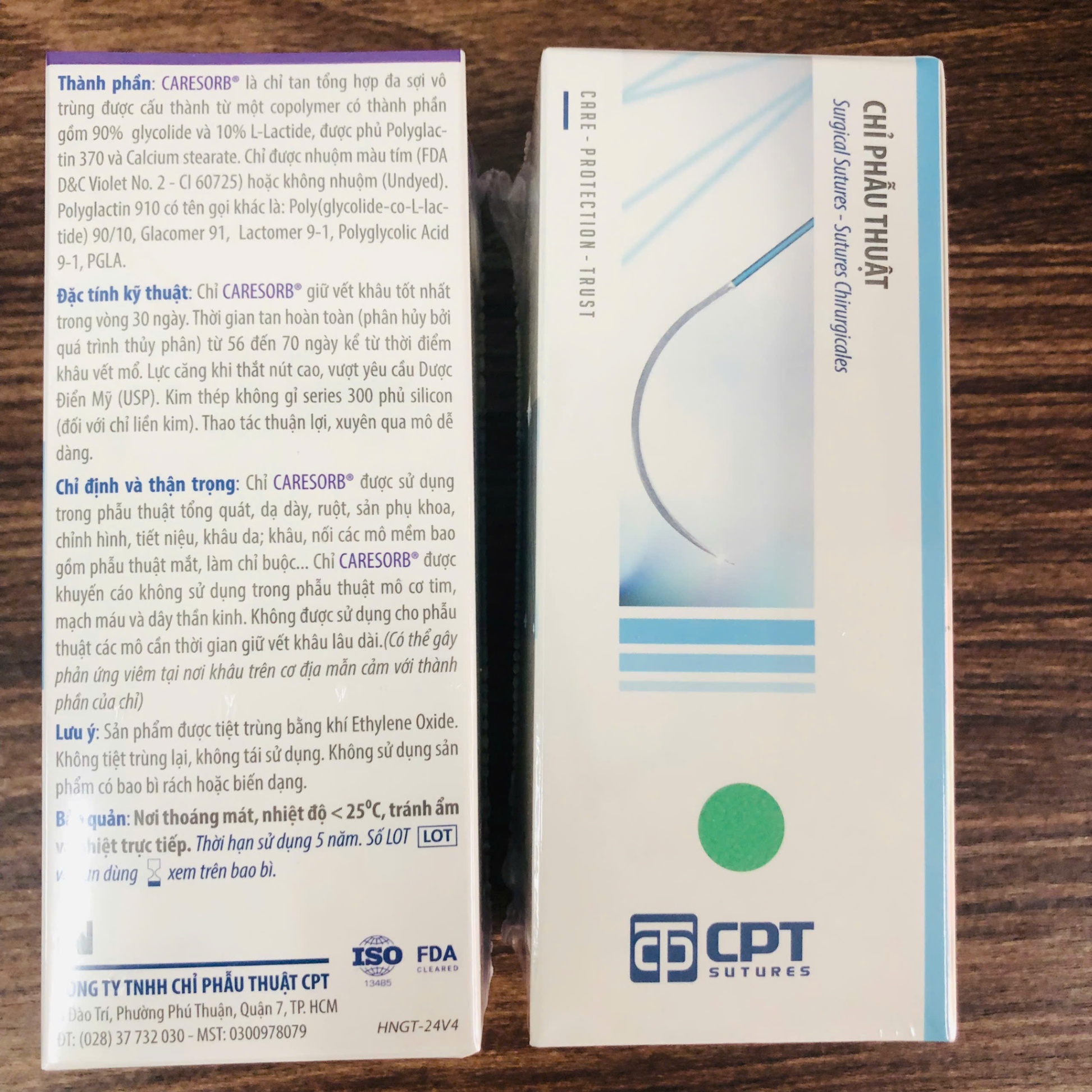 Chỉ phẫu thuật tự tiêu CPT Caresorb Polyglactin 910 5/0 GT10A17 (Hộp=12 sợi)