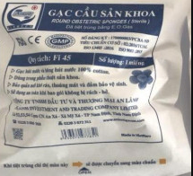 Gạc cầu sản khoa Fi45 vô trùng, An Lành, Việt Nam (Gói=4 cái, Thùng=1000 cái)